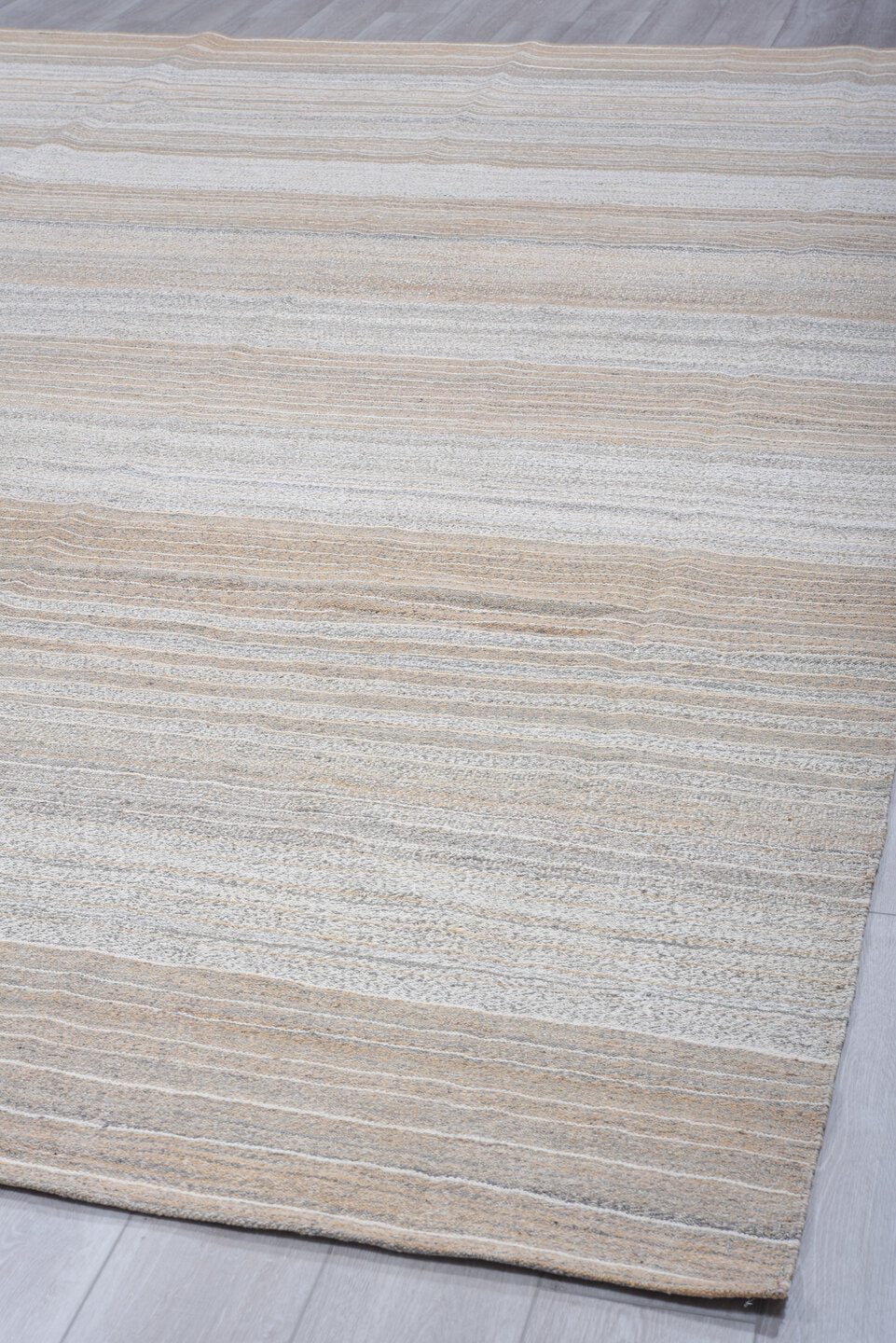 9' x 12' one-of-a-kind handmade vintage Kilim large size rug. Color palette: ivory, beige, taupe, light_gray, cream, gray