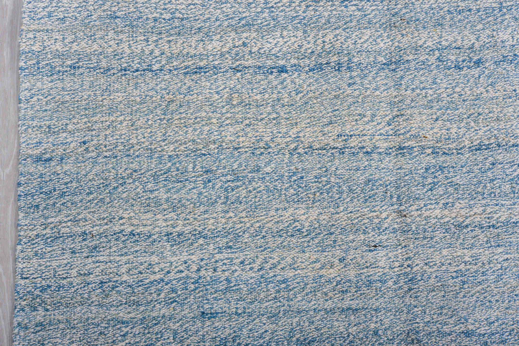 9' x 14' one-of-a-kind handmade vintage Kilim large size rug. Color palette: sky blue, ivory, pale blue, light blue