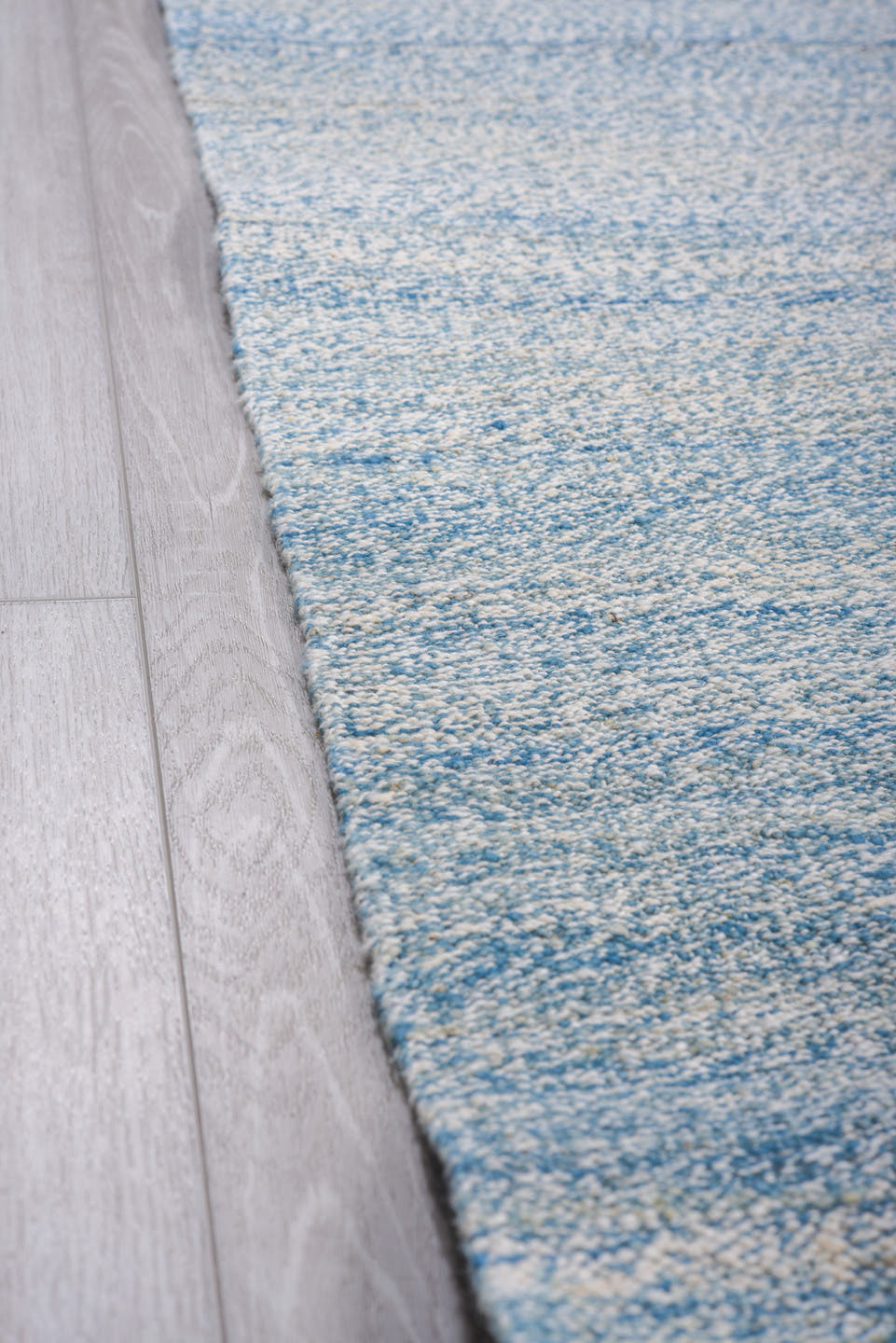 9' x 14' one-of-a-kind handmade vintage Kilim large size rug. Color palette: sky blue, ivory, pale blue, light blue