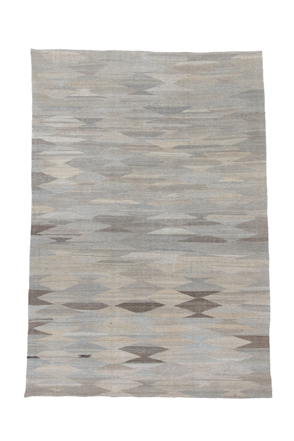 8' x 12' one-of-a-kind handmade vintage Kilim large size rug. Color palette: black, blue, charcoal, dark gray, dim gray