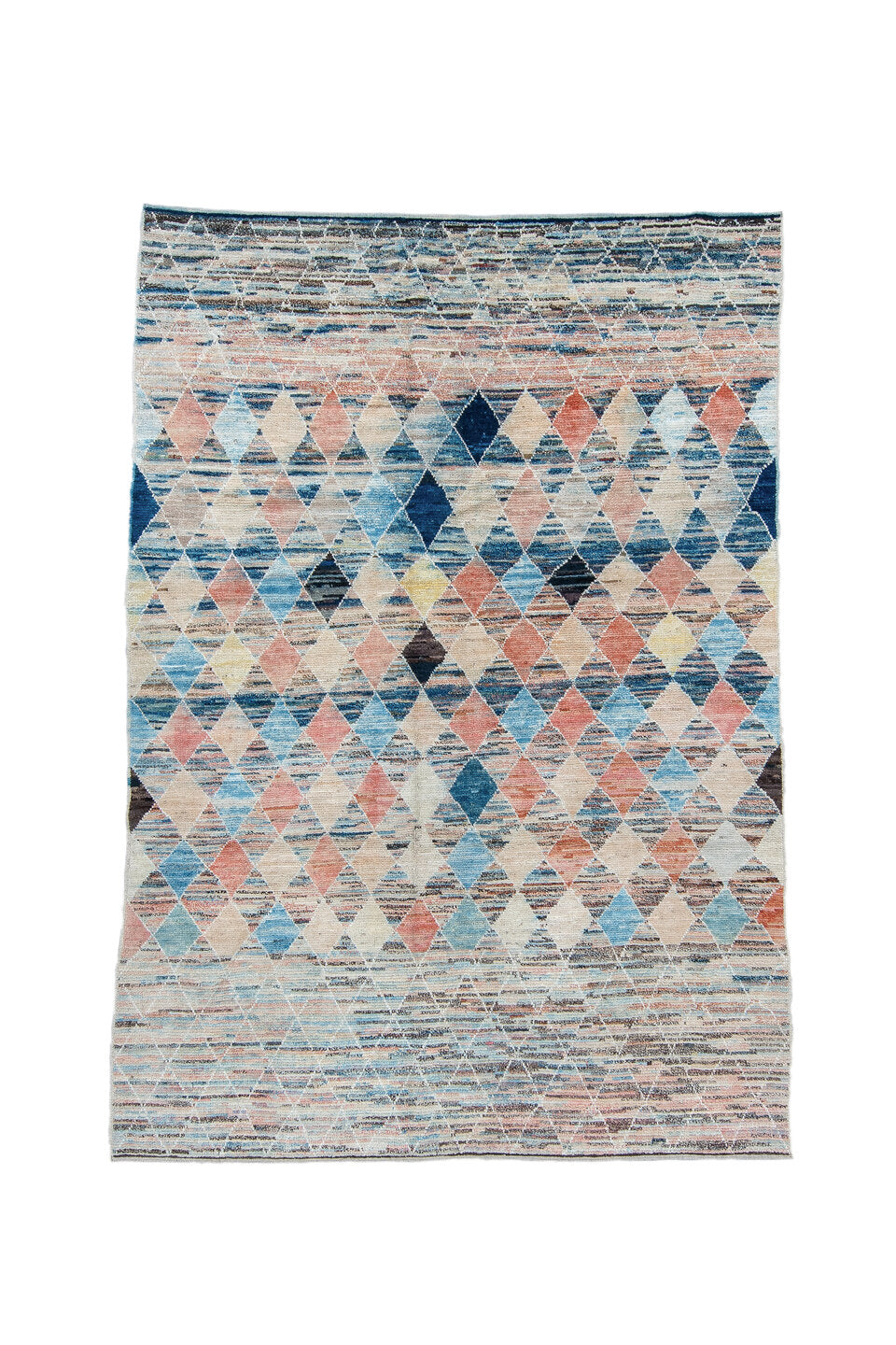 8' x 9' one-of-a-kind handmade vintage Tulu rug. Color palette: black, blue, charcoal, dim gray, gainsboro, gray, light blue