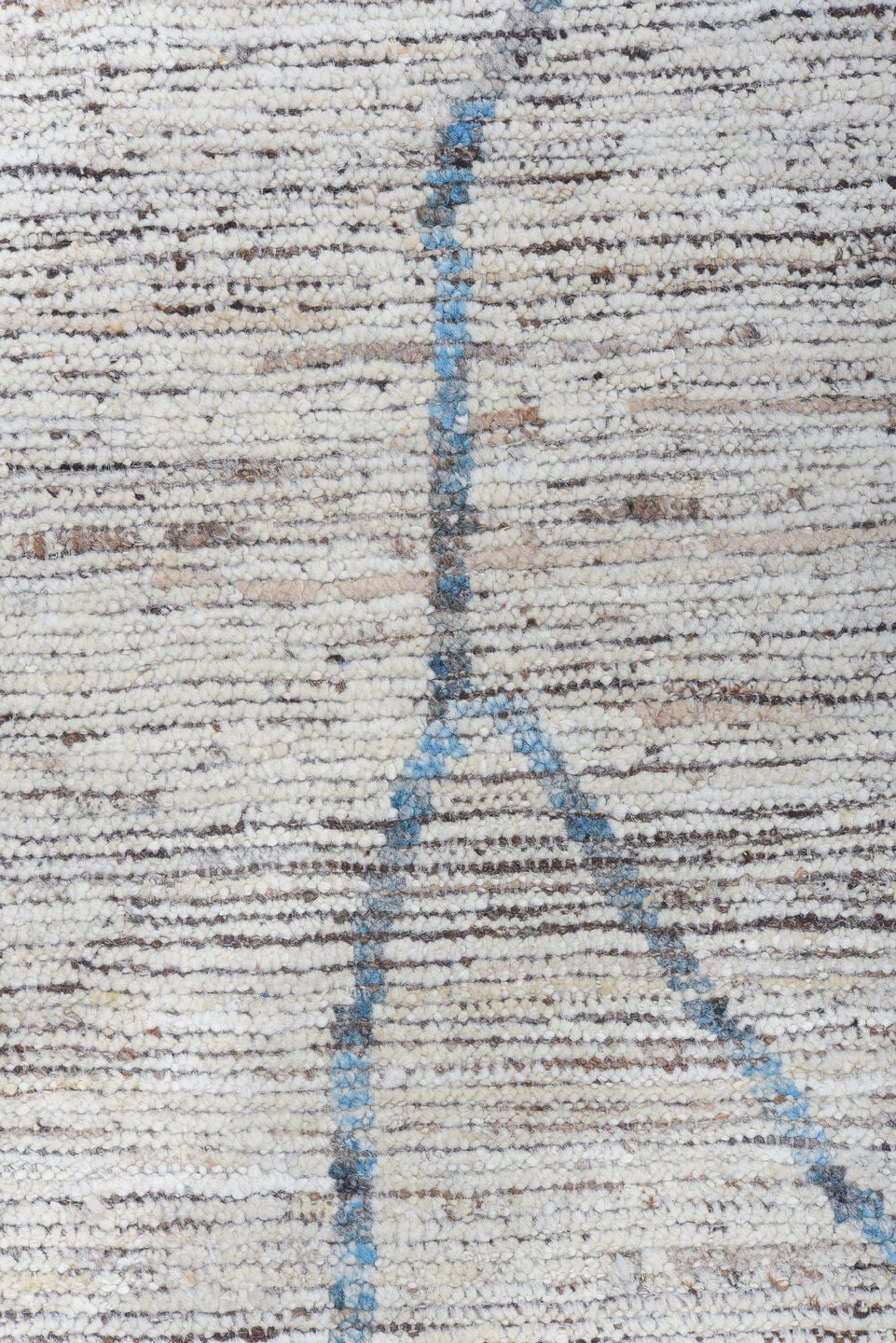 19' x 16' one-of-a-kind handmade vintage Tulu oversize rug. Color palette: ivory, blue, taupe, gray, beige