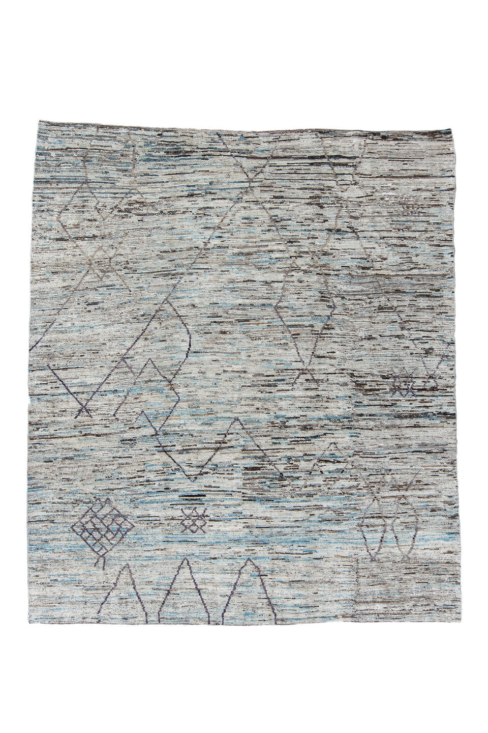 10' x 13' one-of-a-kind handmade vintage Tulu large size rug. Color palette: black, charcoal, dark gray, gainsboro, gray