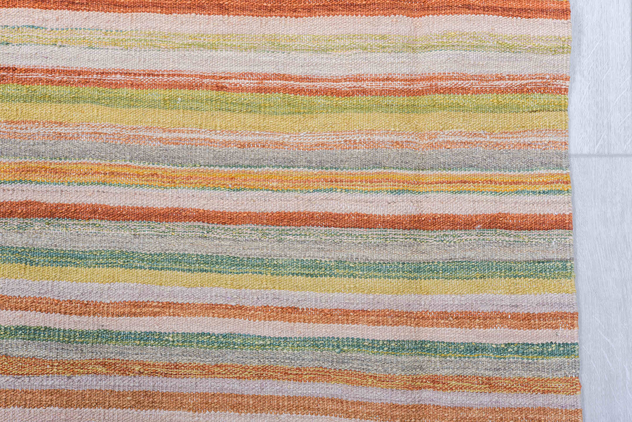 8' x 10' one-of-a-kind handmade vintage Kilim large size rug. Color palette: ivory, rust, sage, gold, taupe, terra cotta