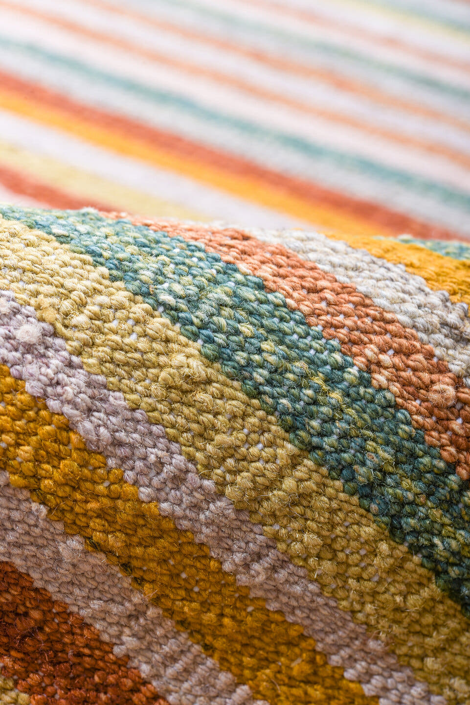 8' x 10' one-of-a-kind handmade vintage Kilim large size rug. Color palette: ivory, rust, sage, gold, taupe, terra cotta