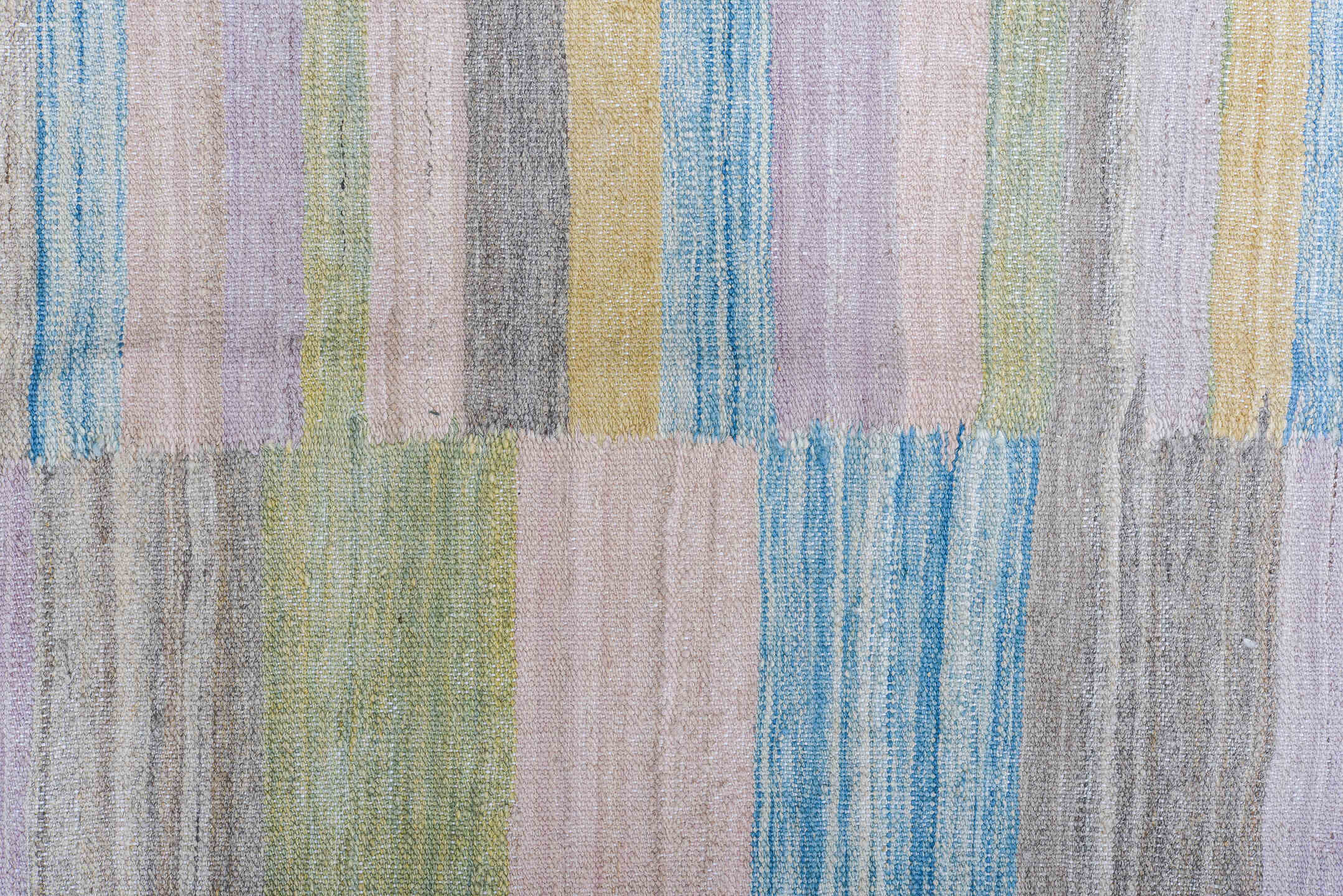 8' x 11' one-of-a-kind handmade vintage Kilim large size rug. Color palette: blue, brown, dim gray, gray, light blue