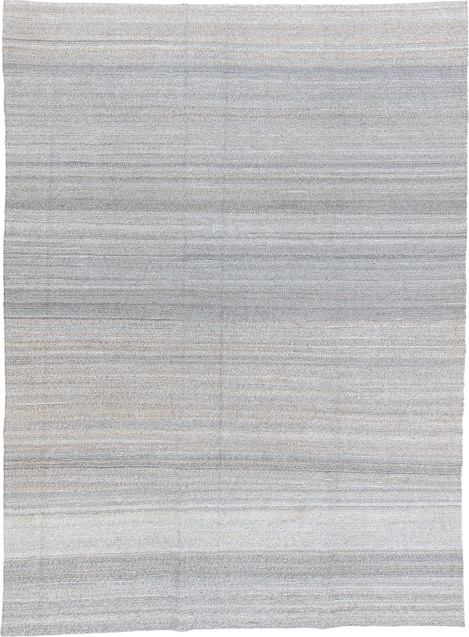 8' x 10' one-of-a-kind handmade vintage Kilim large size rug. Color palette: ivory, light gray, taupe, greige, beige, gray