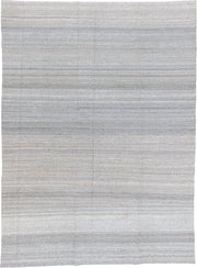 8' x 10' one-of-a-kind handmade vintage Kilim large size rug. Color palette: ivory, light gray, taupe, greige, beige, gray