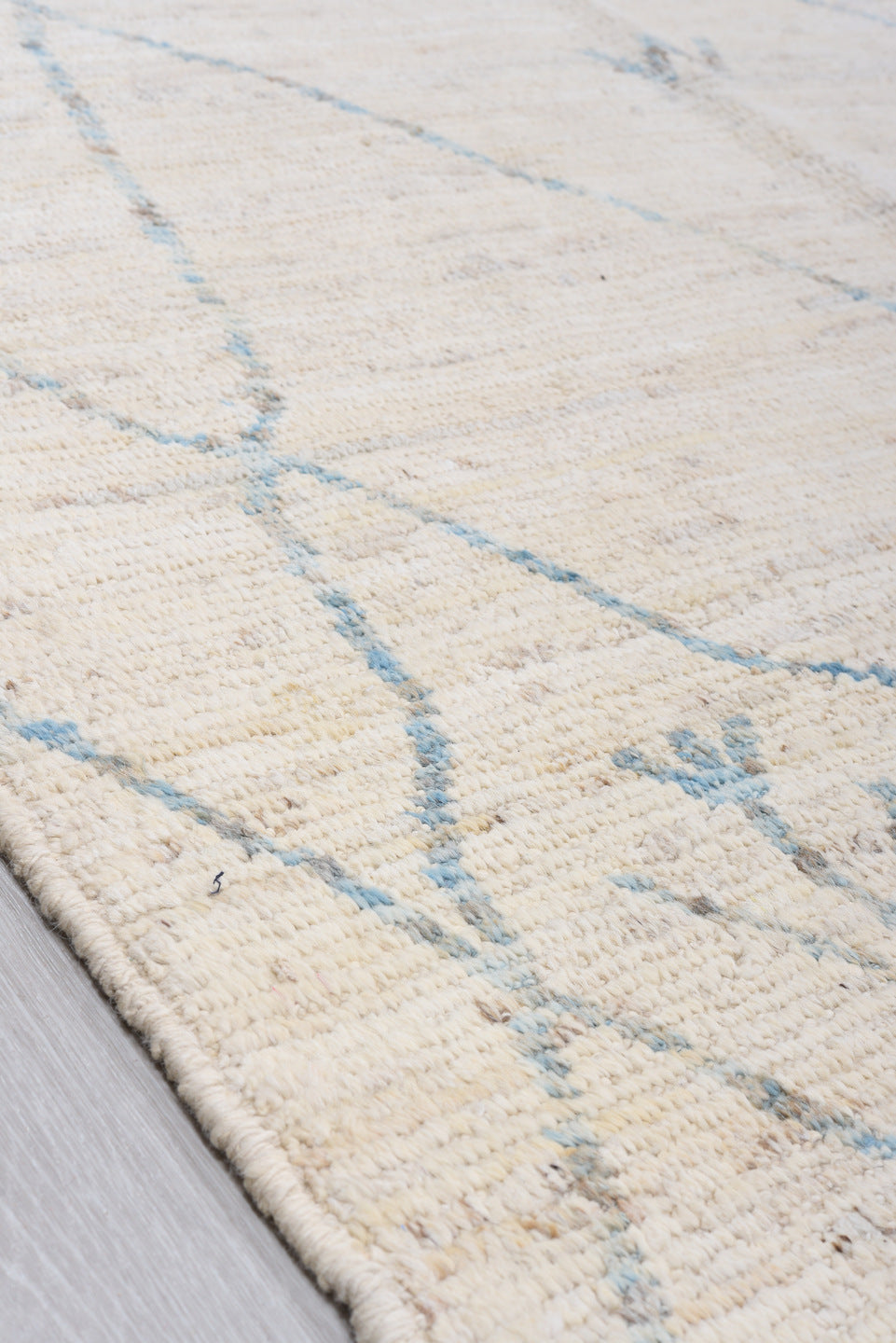 10' x 13' one-of-a-kind handmade vintage Tulu large size rug. Color palette: ivory, taupe, aqua, beige, gray, teal