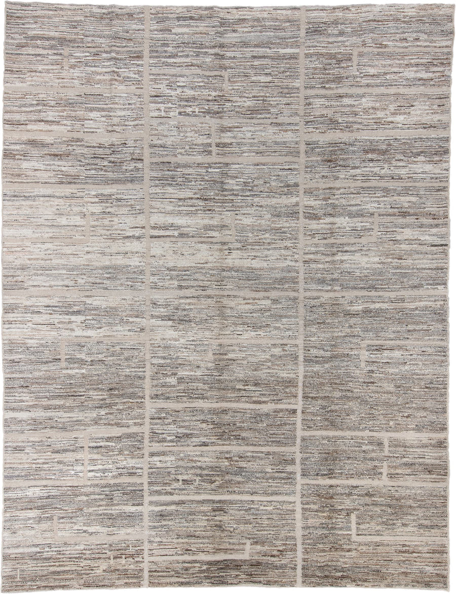10' x 13' one-of-a-kind handmade vintage Tulu large size rug. Color palette: ivory, taupe, beige, gray, greige, brown