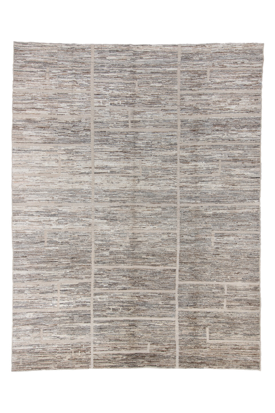 10' x 13' one-of-a-kind handmade vintage Tulu large size rug. Color palette: dark gray, dim gray, gainsboro, gray