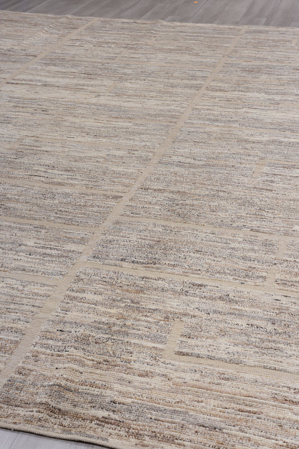 10' x 13' one-of-a-kind handmade vintage Tulu large size rug. Color palette: ivory, taupe, beige, gray, greige, brown