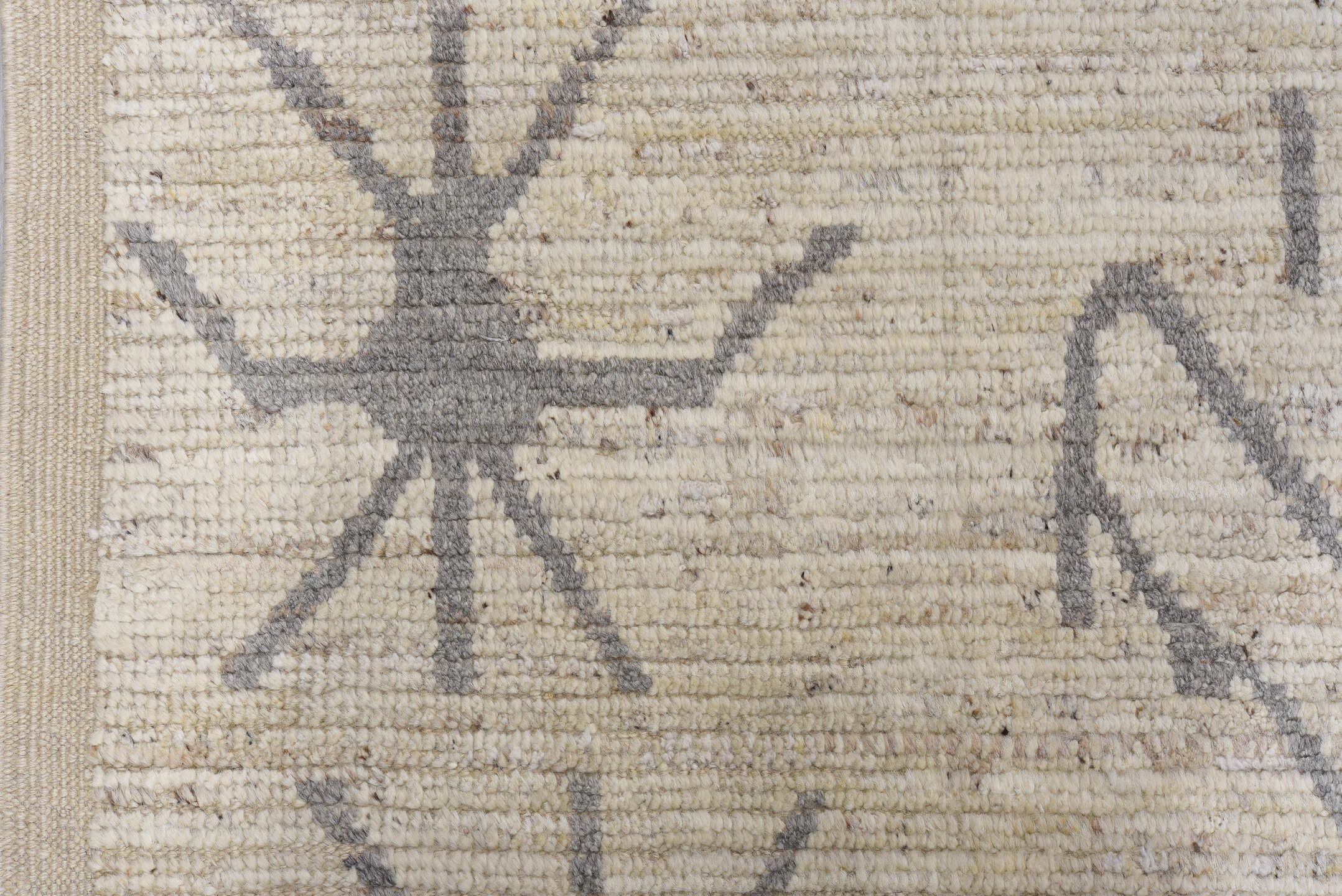 10' x 13' one-of-a-kind handmade vintage Tulu large size rug. Color palette: ivory, gray, taupe, cream, beige