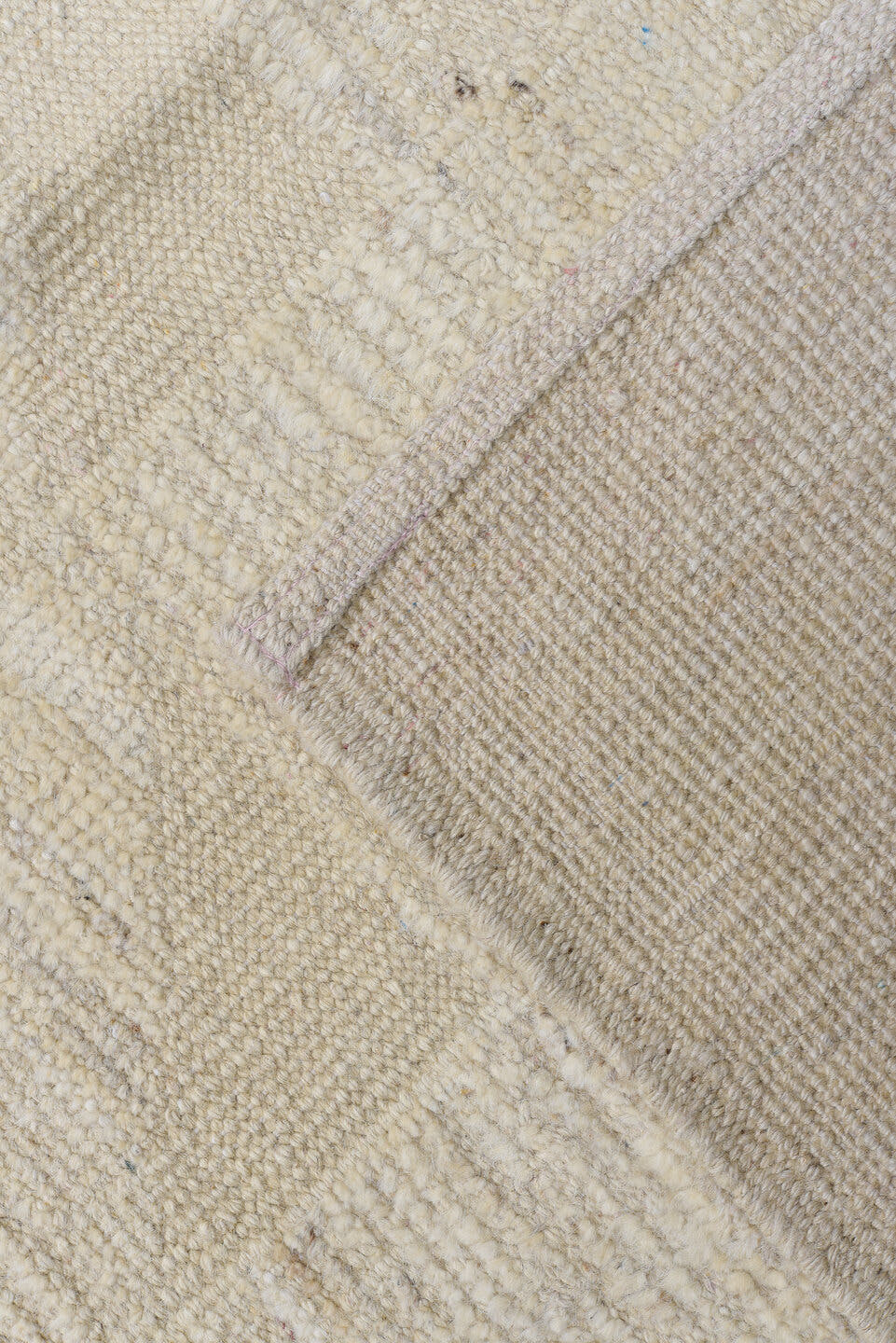 9' x 12' one-of-a-kind handmade vintage Tulu large size rug. Color palette: ivory, cream, beige, taupe, gray