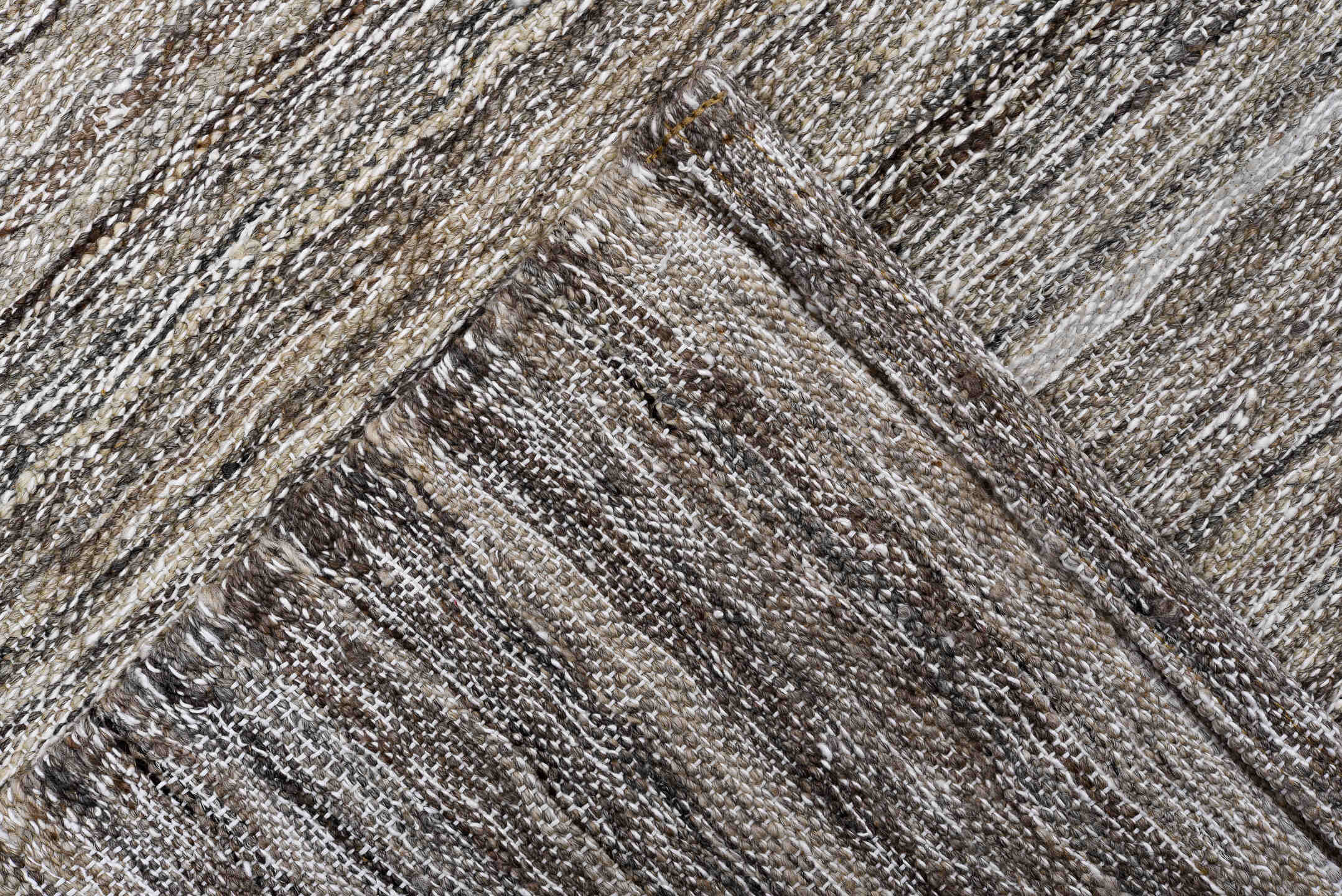 2' x 9' one-of-a-kind handmade vintage Kilim runner rug. Color palette: taupe, ivory, brown, gray, charcoal, beige, black