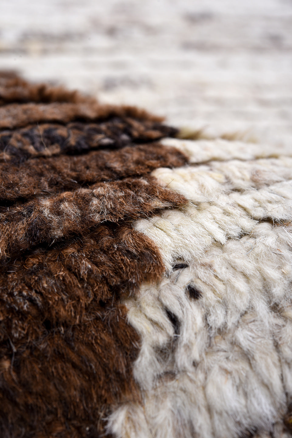 14' x 16' one-of-a-kind handmade vintage Tulu oversize rug. Color palette: ivory, gray, sky_blue, charcoal, blush, yellow