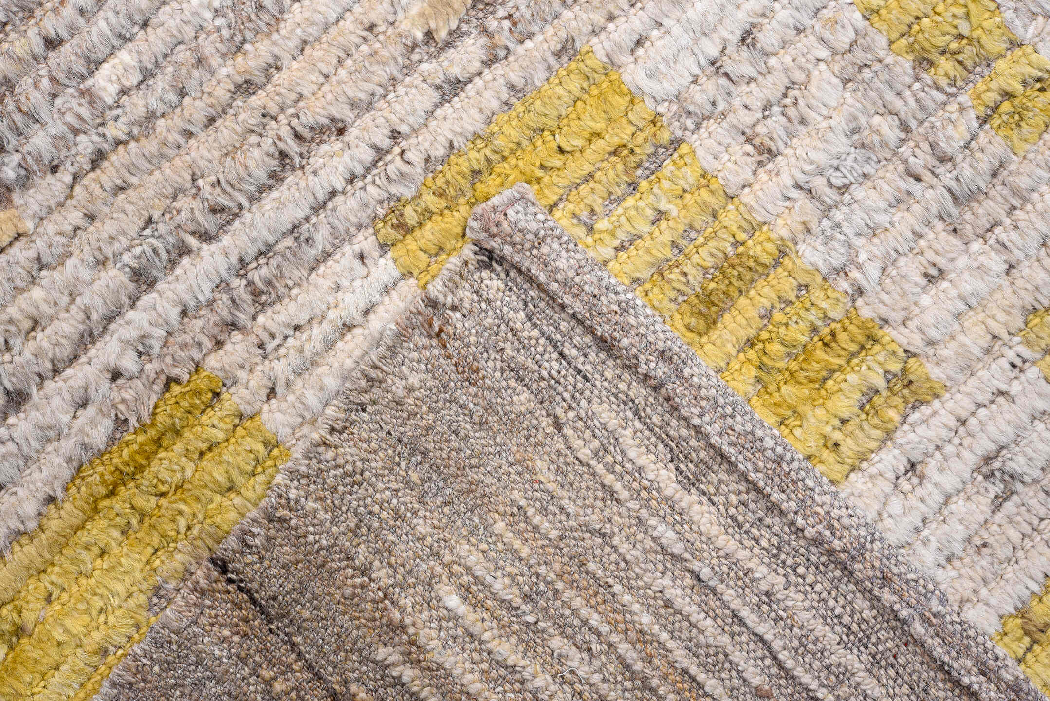 15' x 15' one-of-a-kind handmade vintage Tulu oversize rug. Color palette: ivory, gold, taupe, beige, camel, gray