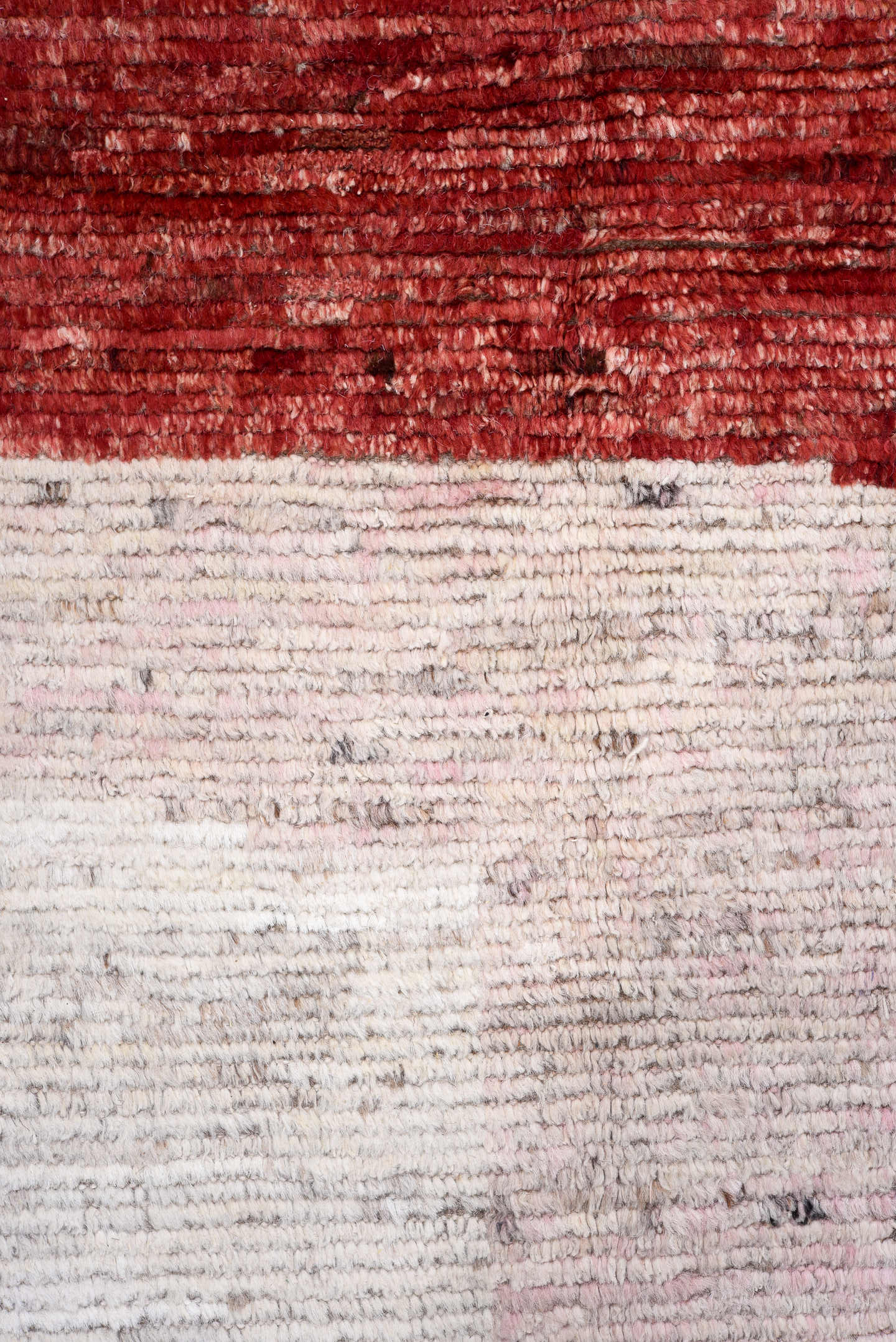 13' x 15' one-of-a-kind handmade vintage Tulu oversize rug. Color palette: ivory, gray, terra cotta, crimson, black, taupe