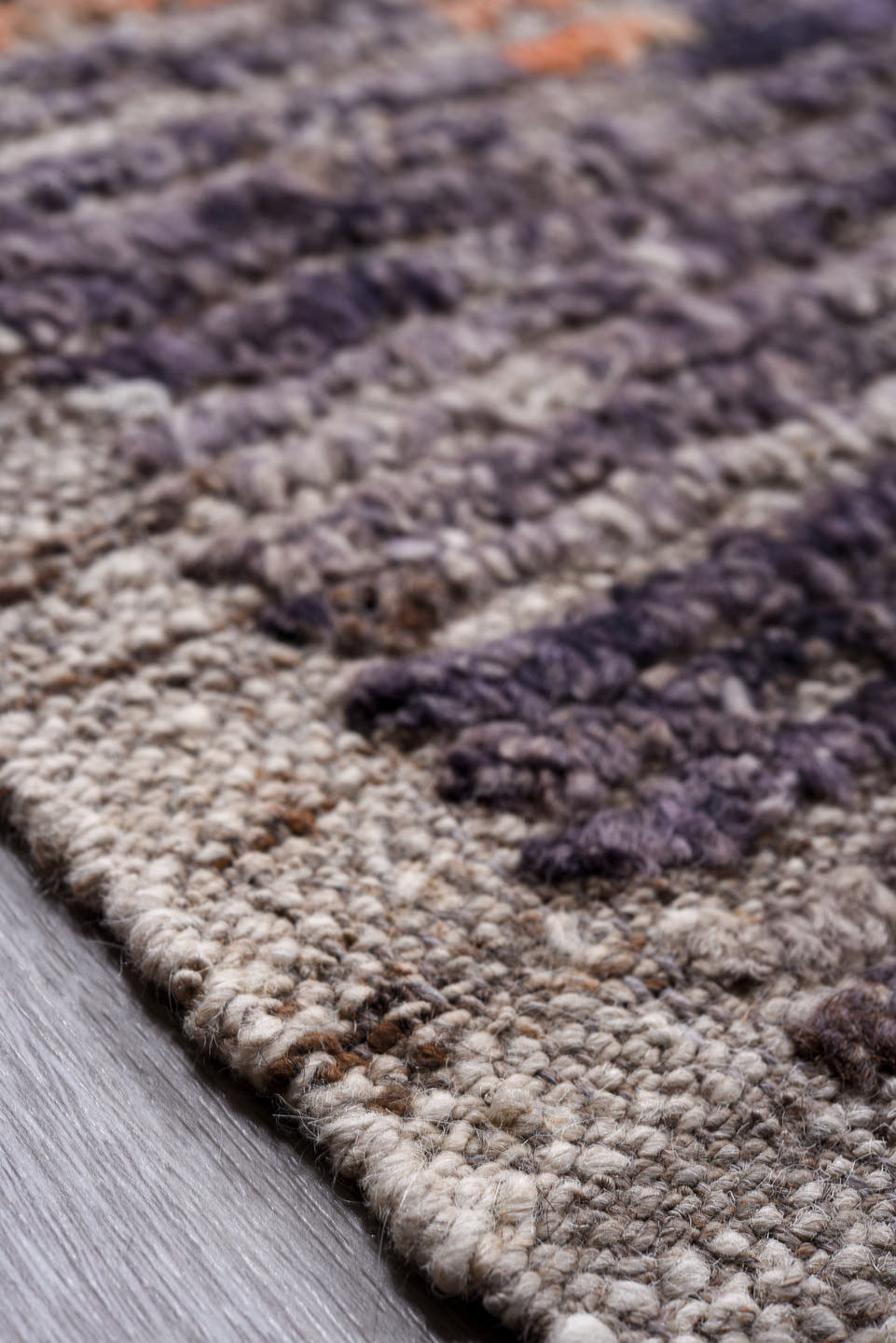 13' x 16' one-of-a-kind handmade vintage Tulu oversize rug. Color palette: gray, charcoal, coral, ivory, taupe, black