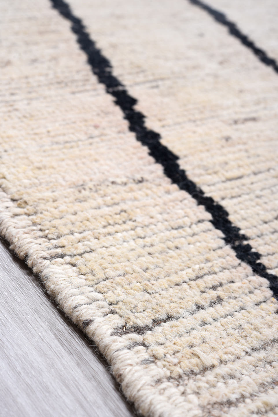 12' x 15' one-of-a-kind handmade vintage Tulu oversize rug. Color palette: ivory, charcoal, black, gray