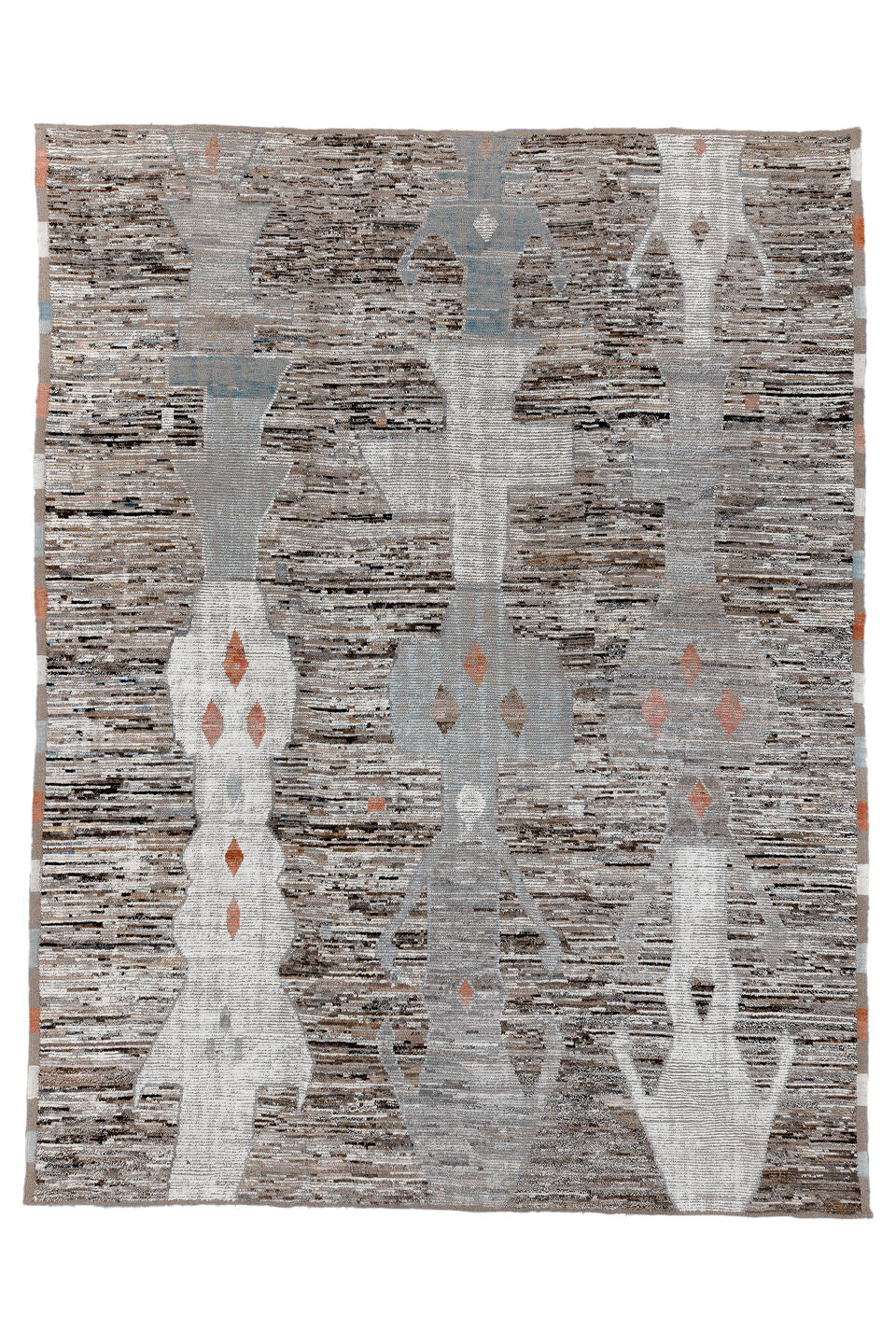 11' x 15' one-of-a-kind handmade vintage Tulu oversize rug. Color palette: black, charcoal, dim gray, gray, light gray