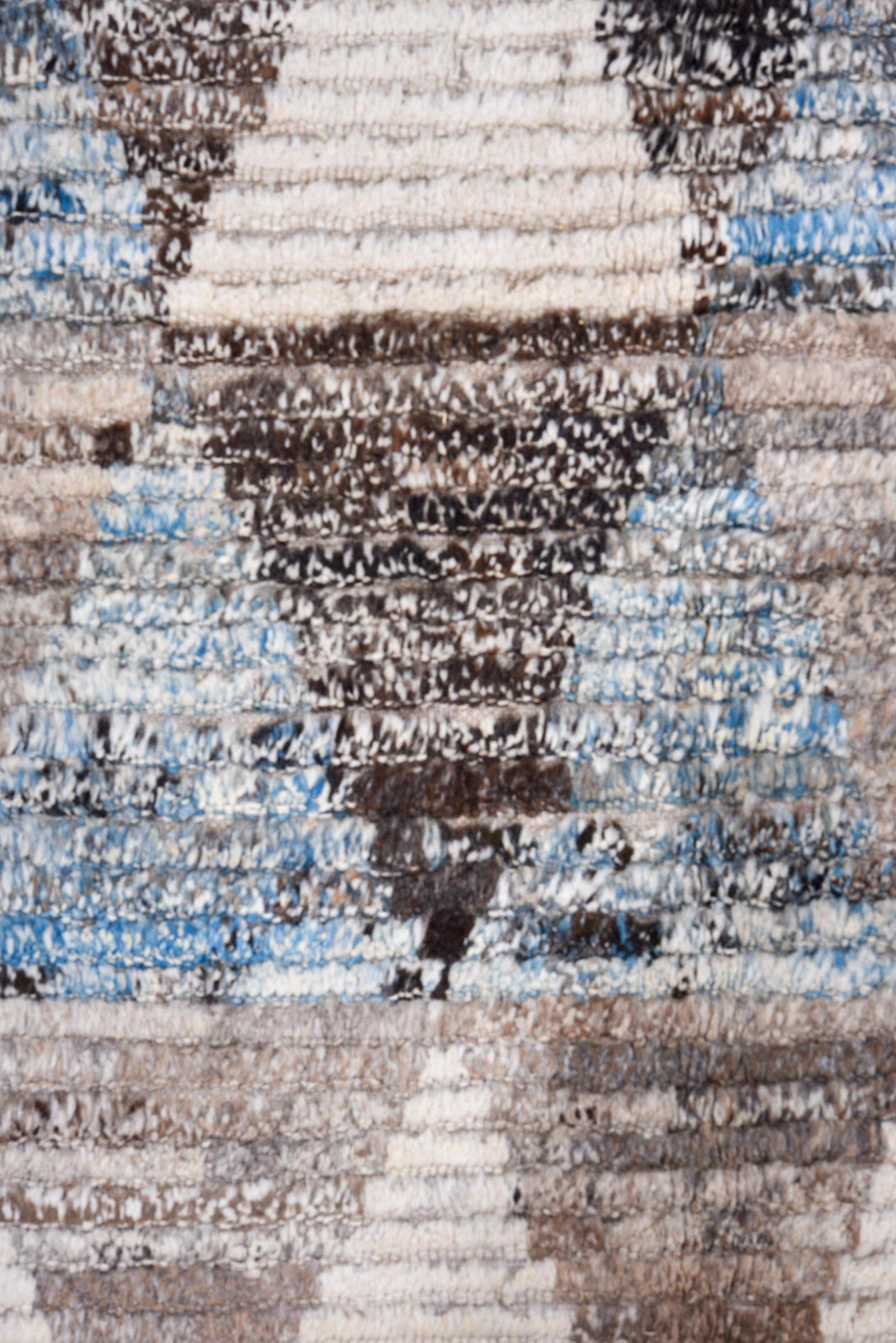 13' x 16' one-of-a-kind handmade vintage Tulu oversize rug. Color palette: ivory, gray, charcoal, taupe, pale blue, greige