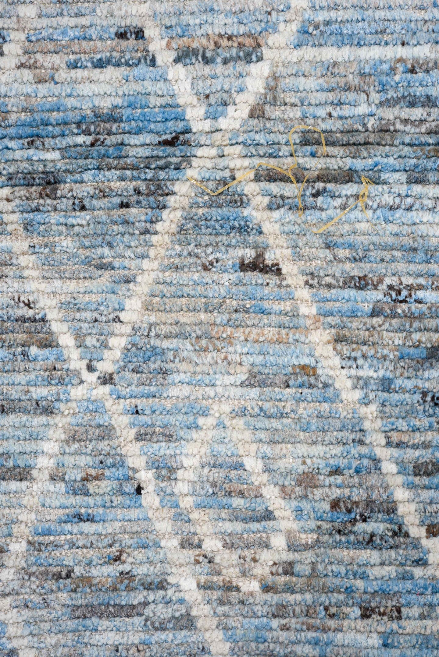 3' x 12' one-of-a-kind handmade vintage Tulu runner rug. Color palette: sky blue, ivory, slate, gray, charcoal, light blue