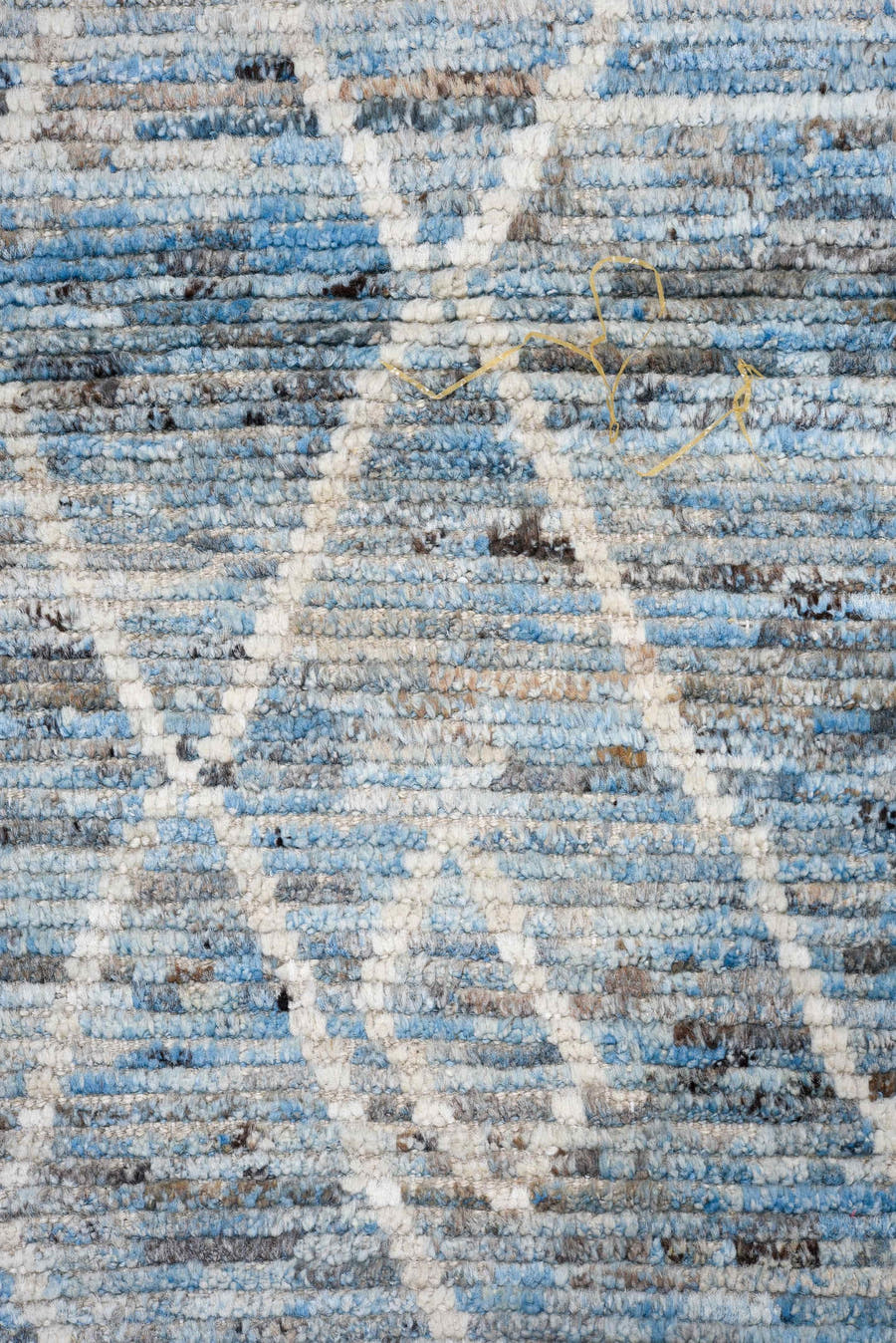 3' x 12' one-of-a-kind handmade vintage Tulu runner rug. Color palette: sky blue, ivory, slate, gray, charcoal, light blue