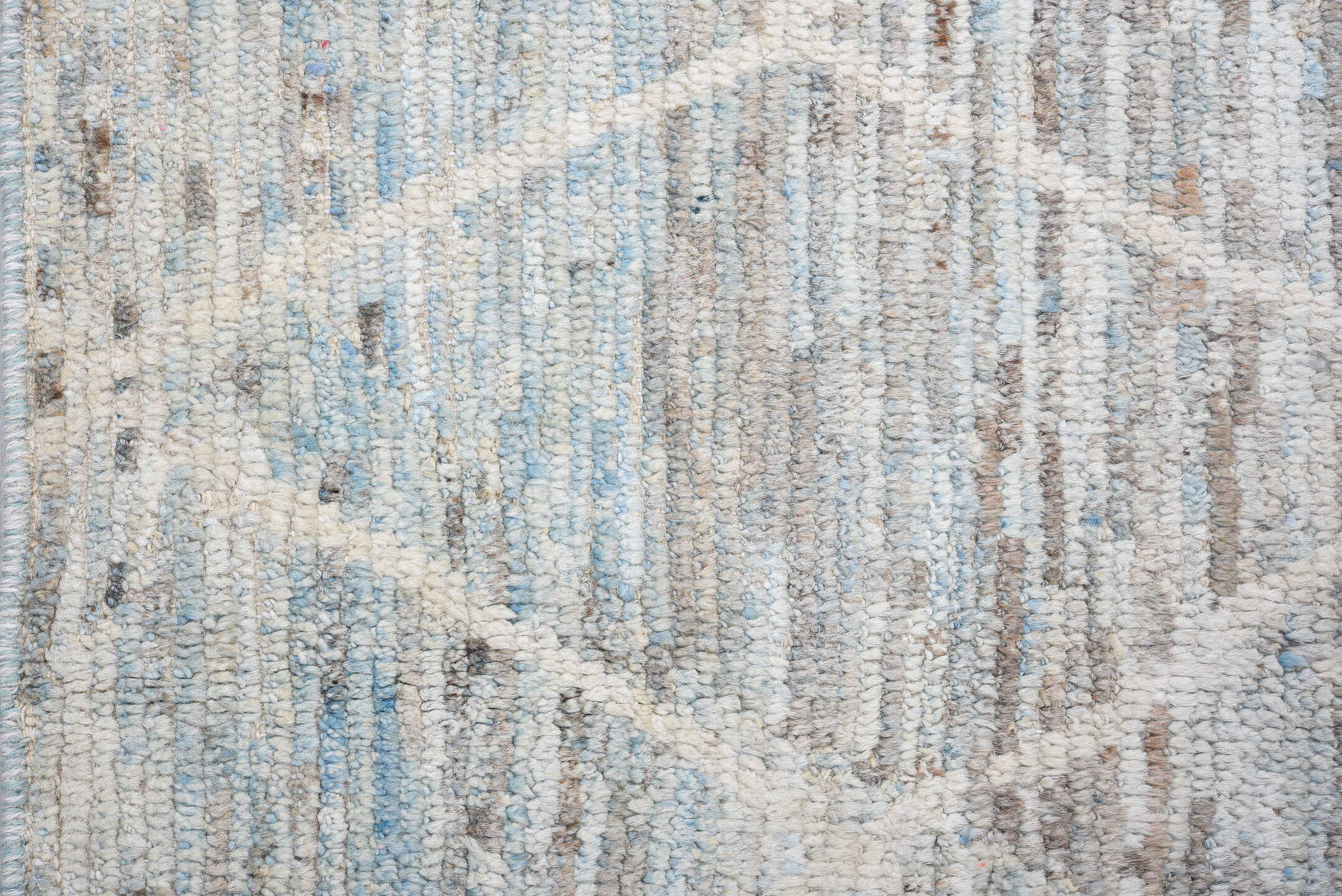 3' x 10' one-of-a-kind handmade vintage Tulu runner rug. Color palette: light blue, ivory, gray, taupe, charcoal, beige