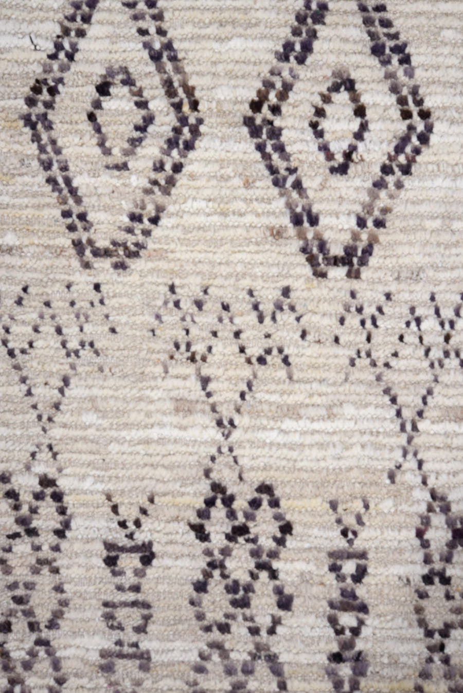 2' x 13' one-of-a-kind handmade vintage Tulu runner rug. Color palette: ivory, charcoal, taupe, brown, gray, black, beige