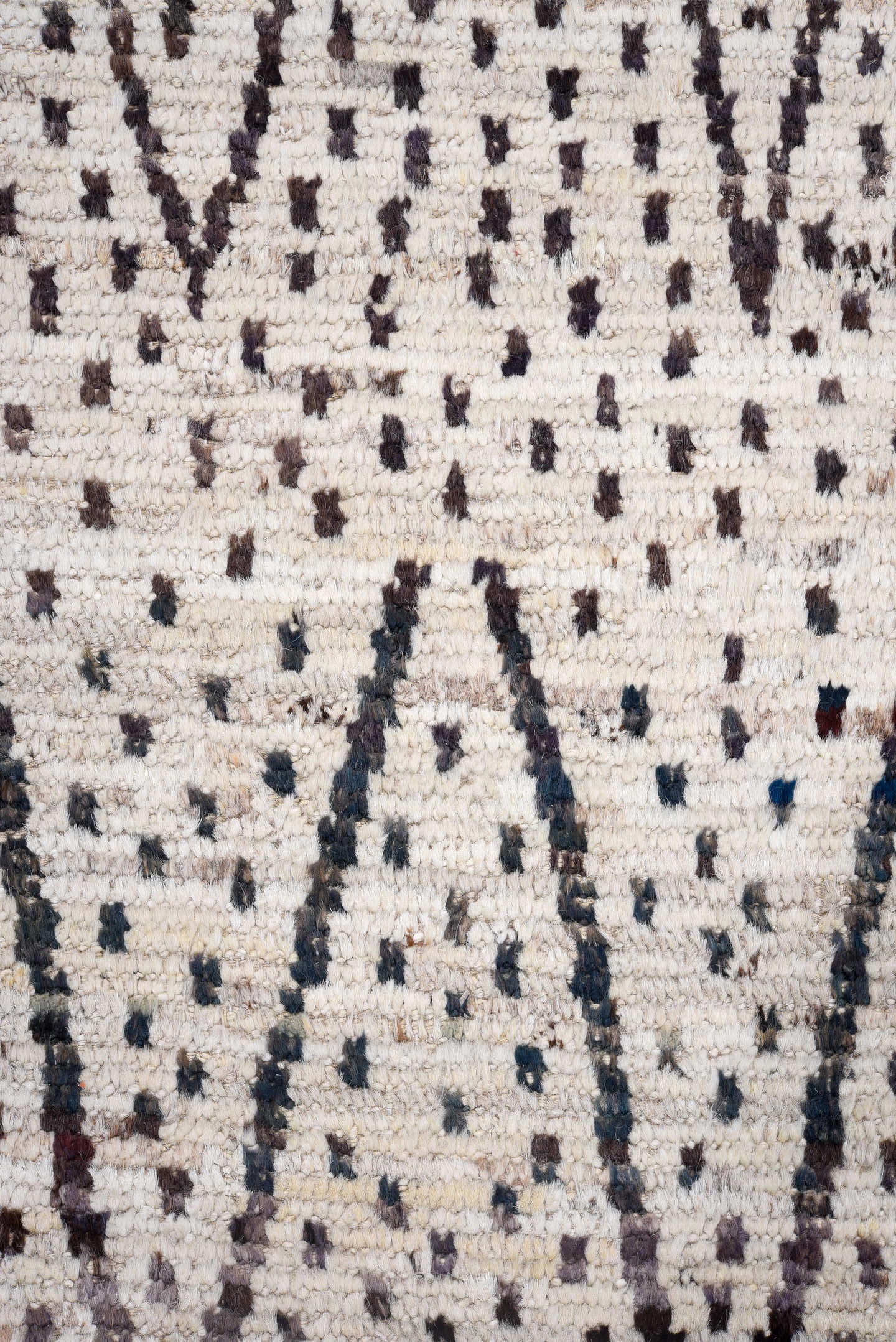 3' x 16' one-of-a-kind handmade vintage Tulu runner rug. Color palette: ivory, charcoal, taupe, gray, black, beige