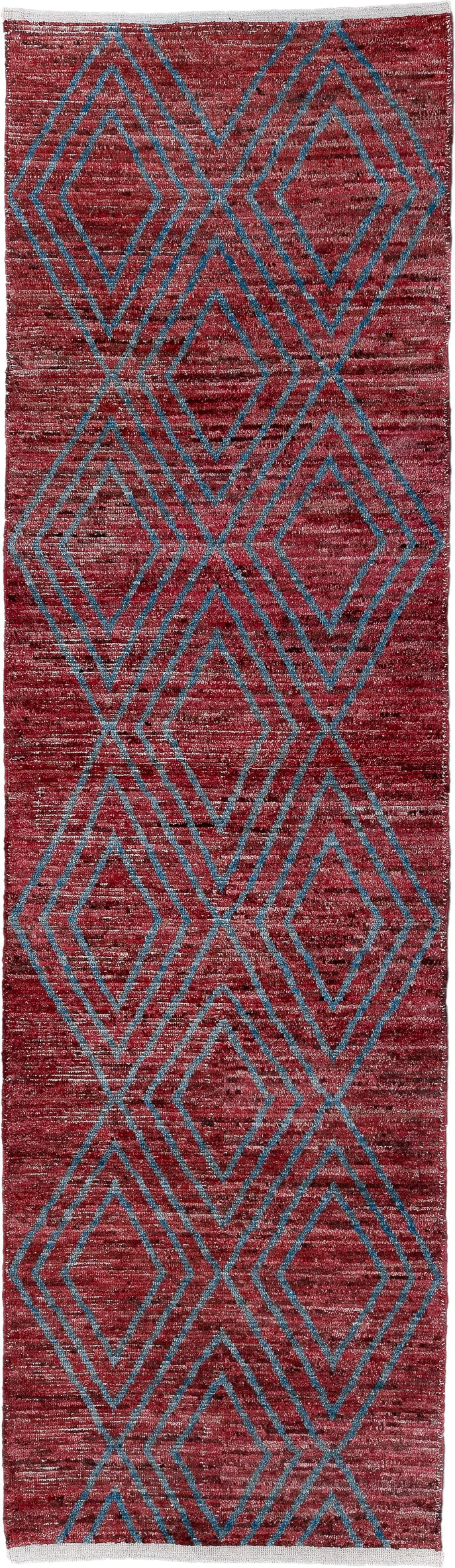 3' x 12' one-of-a-kind handmade vintage Tulu runner rug. Color palette: red, turquoise, rose, ivory, teal, pink