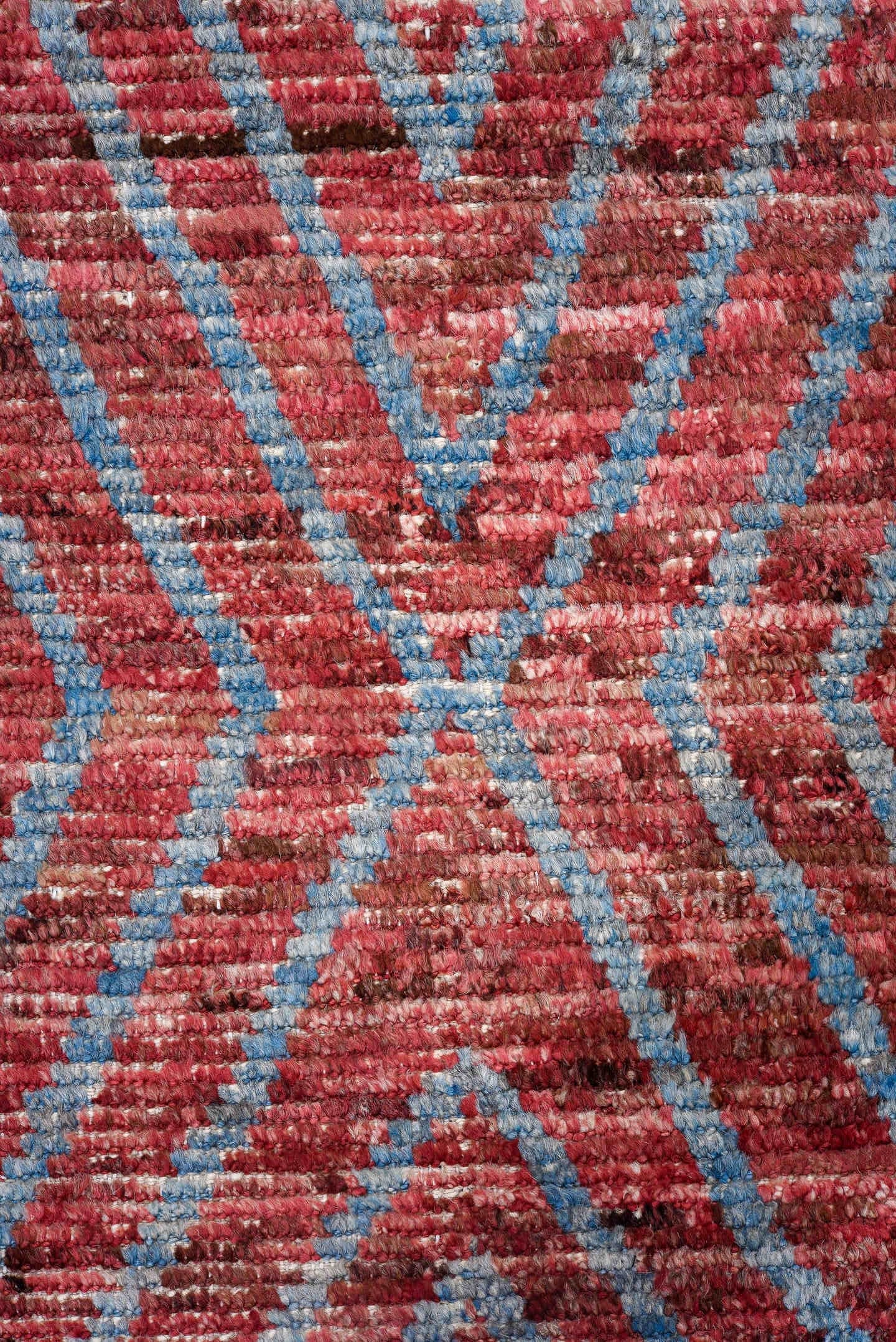 3' x 12' one-of-a-kind handmade vintage Tulu runner rug. Color palette: red, turquoise, rose, ivory, teal, pink