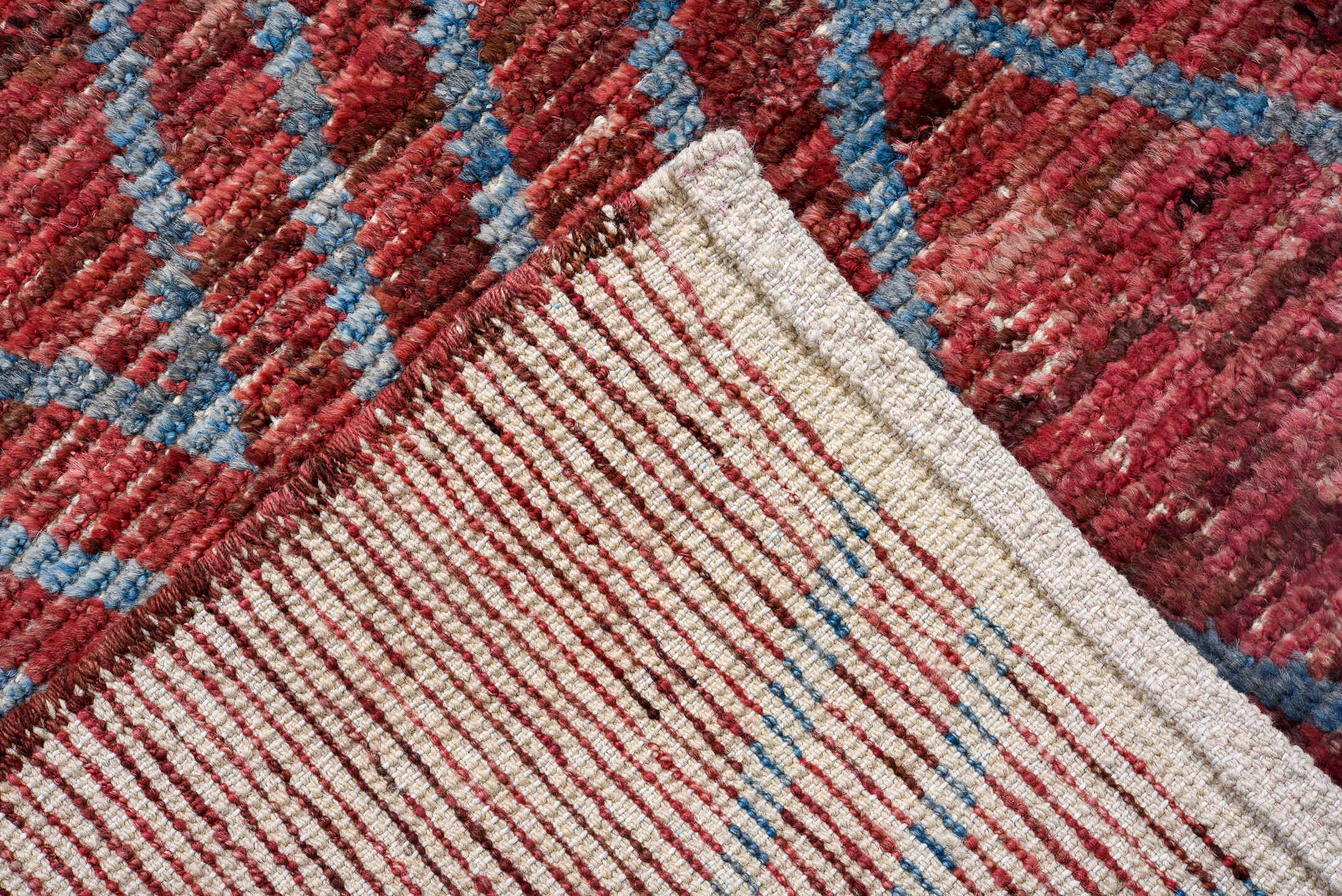 3' x 12' one-of-a-kind handmade vintage Tulu runner rug. Color palette: red, turquoise, rose, ivory, teal, pink