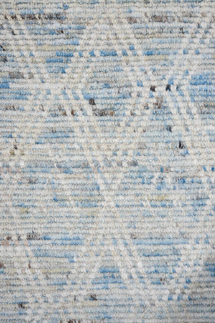 2' x 13' one-of-a-kind handmade vintage Tulu runner rug. Color palette: light blue, ivory, gray, charcoal, taupe, black