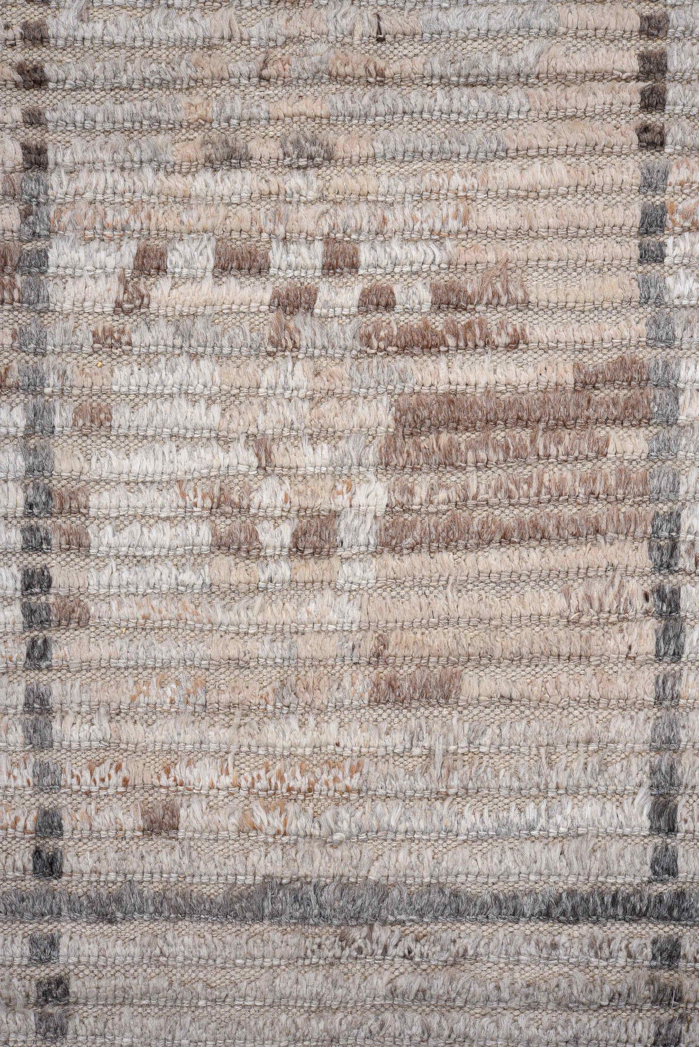 3' x 12' one-of-a-kind handmade vintage Tulu runner rug. Color palette: taupe, ivory, brown, gray, camel, beige
