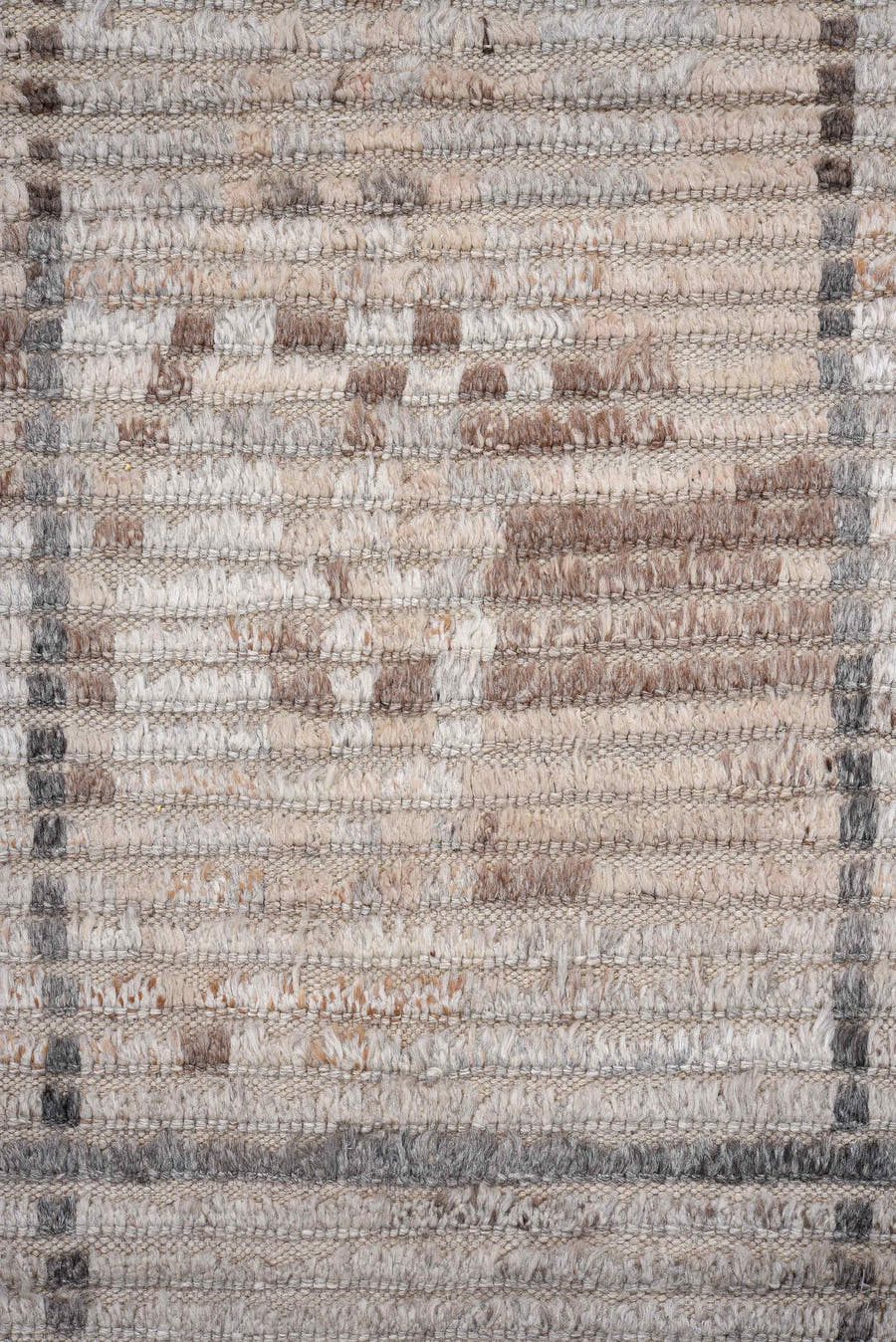 3' x 12' one-of-a-kind handmade vintage Tulu runner rug. Color palette: taupe, ivory, brown, gray, camel, beige