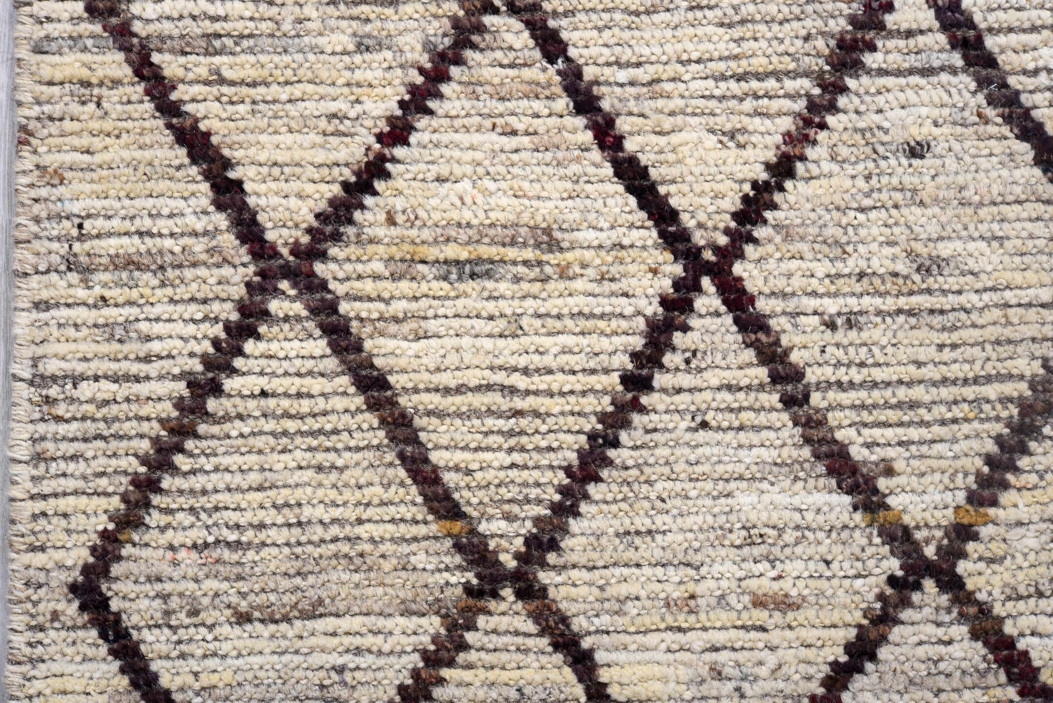 3' x 15' one-of-a-kind handmade vintage Tulu runner rug. Color palette: ivory, charcoal, taupe, brown, gray, black, beige