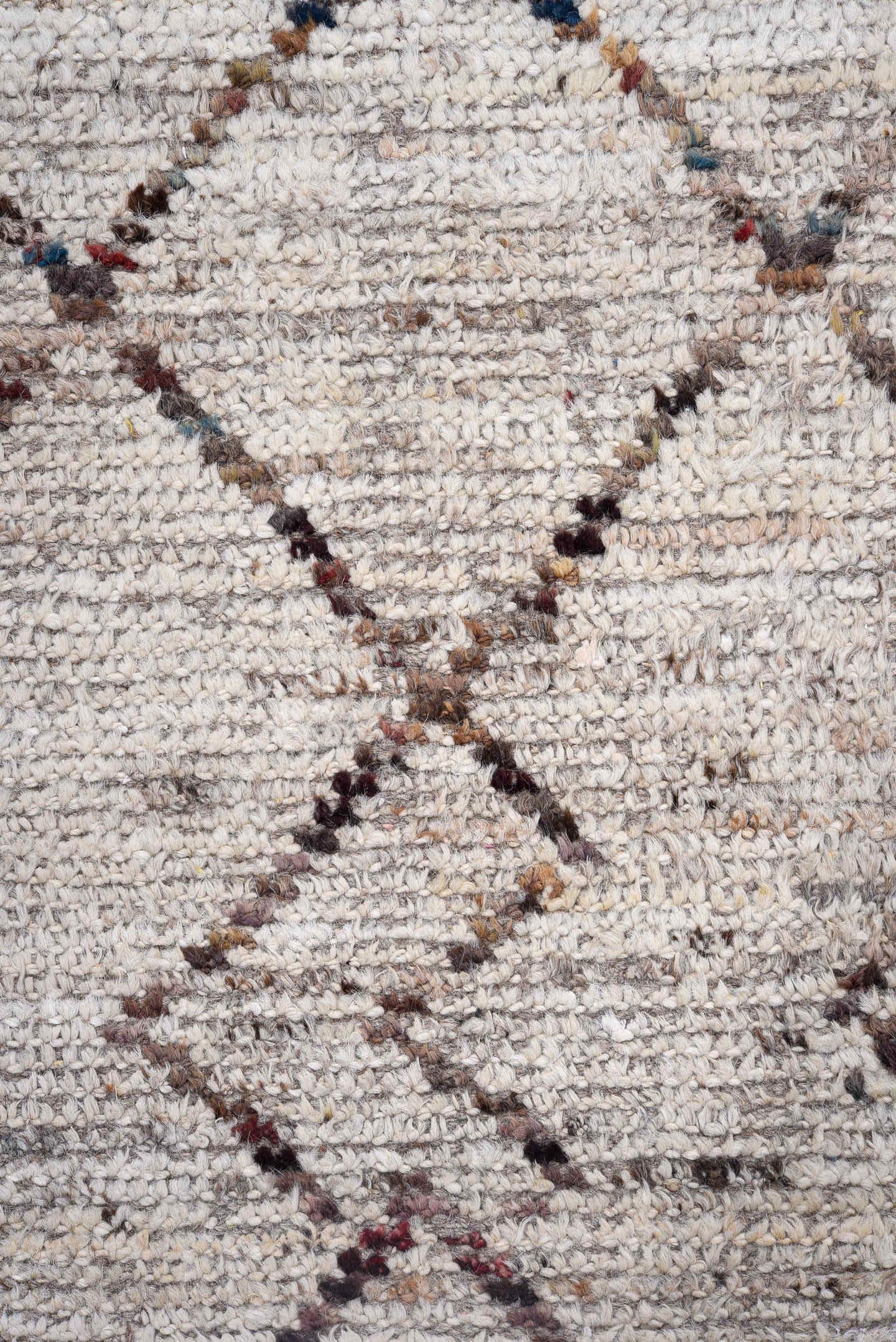 3' x 18' one-of-a-kind handmade vintage Tulu runner rug. Color palette: ivory, taupe, brown, rust, charcoal, beige, gray