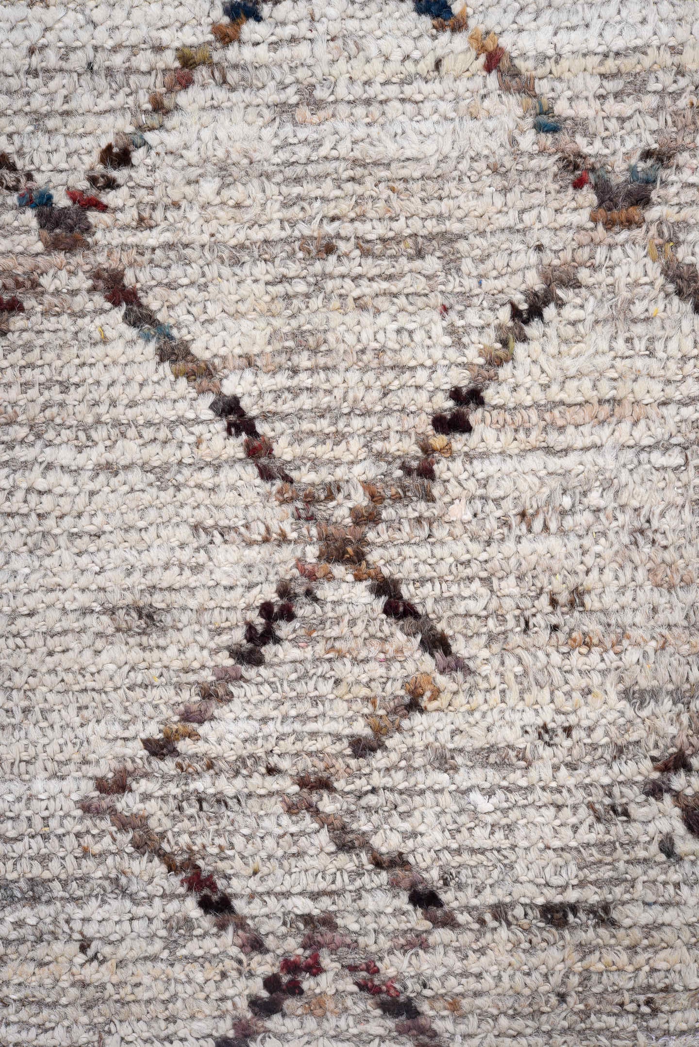 3' x 18' one-of-a-kind handmade vintage Tulu runner rug. Color palette: ivory, taupe, brown, rust, charcoal, beige, gray