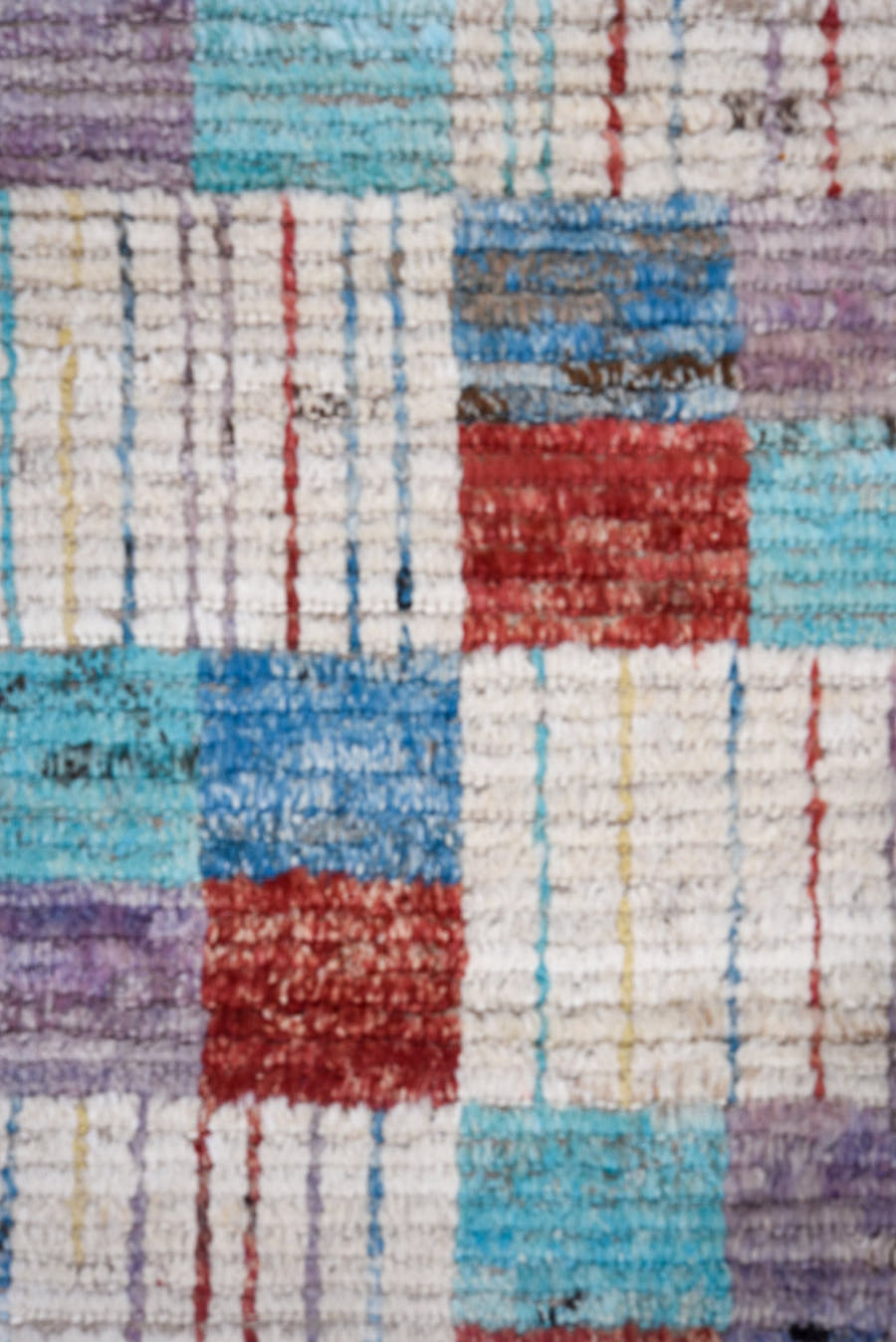 3' x 13' one-of-a-kind handmade vintage Tulu runner rug. Color palette: ivory, sky blue, crimson, lavender, pale gold, slate