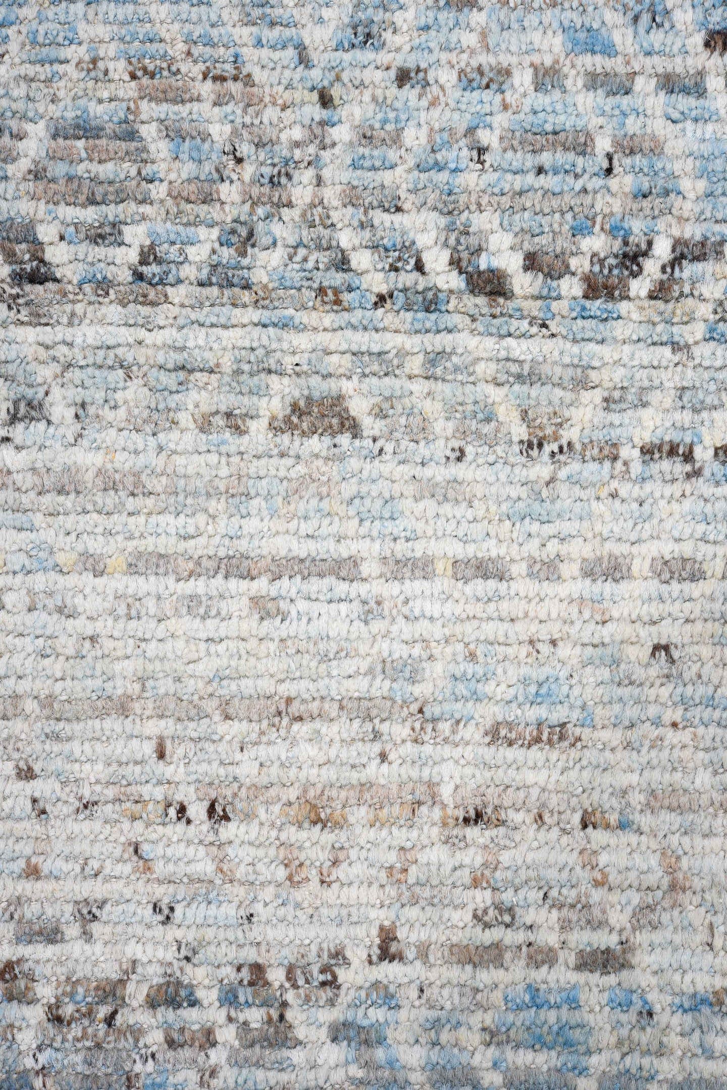 3' x 16' one-of-a-kind handmade vintage Tulu runner rug. Color palette: sky blue, ivory, light gray, charcoal, light blue