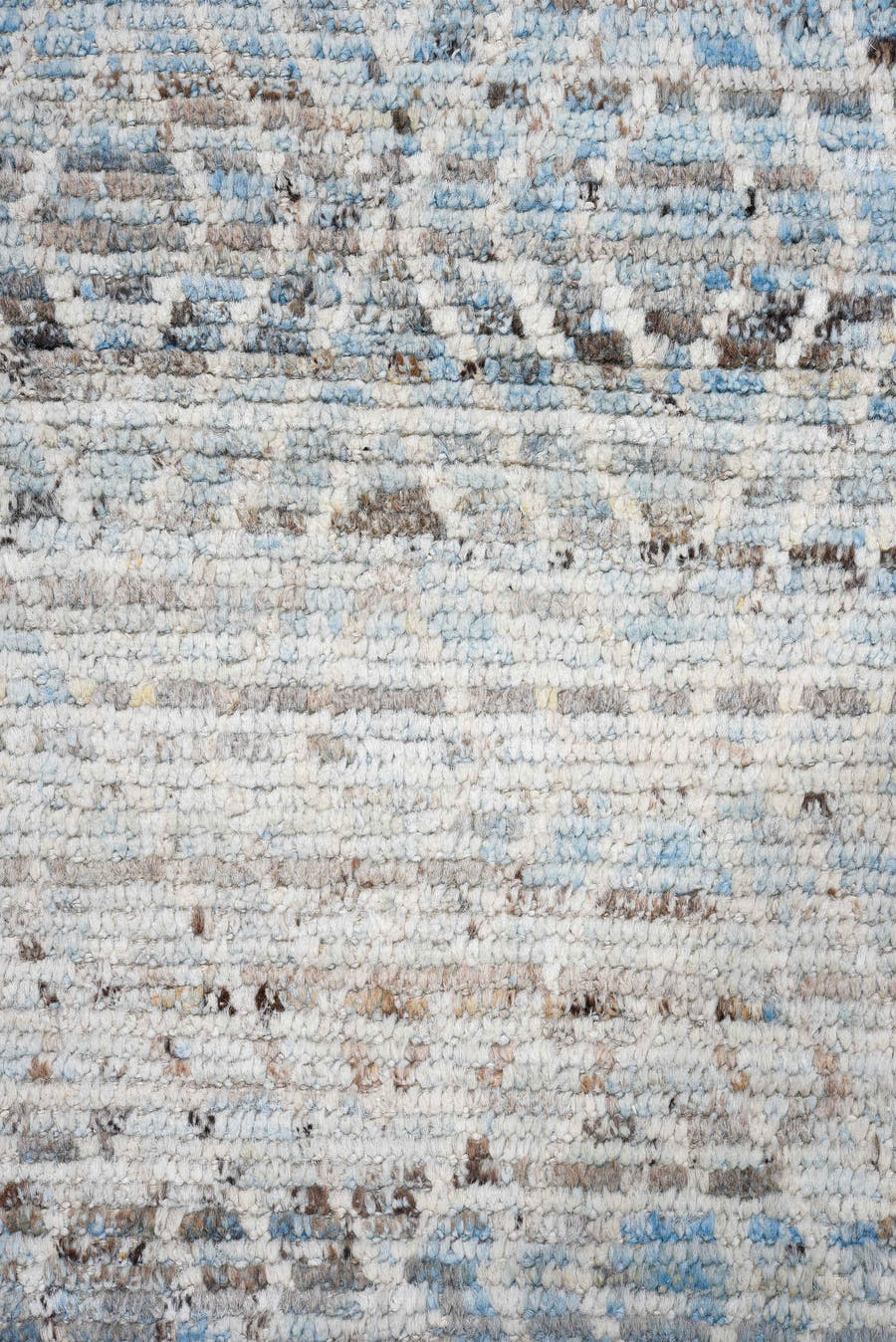 3' x 16' one-of-a-kind handmade vintage Tulu runner rug. Color palette: sky blue, ivory, light gray, charcoal, light blue