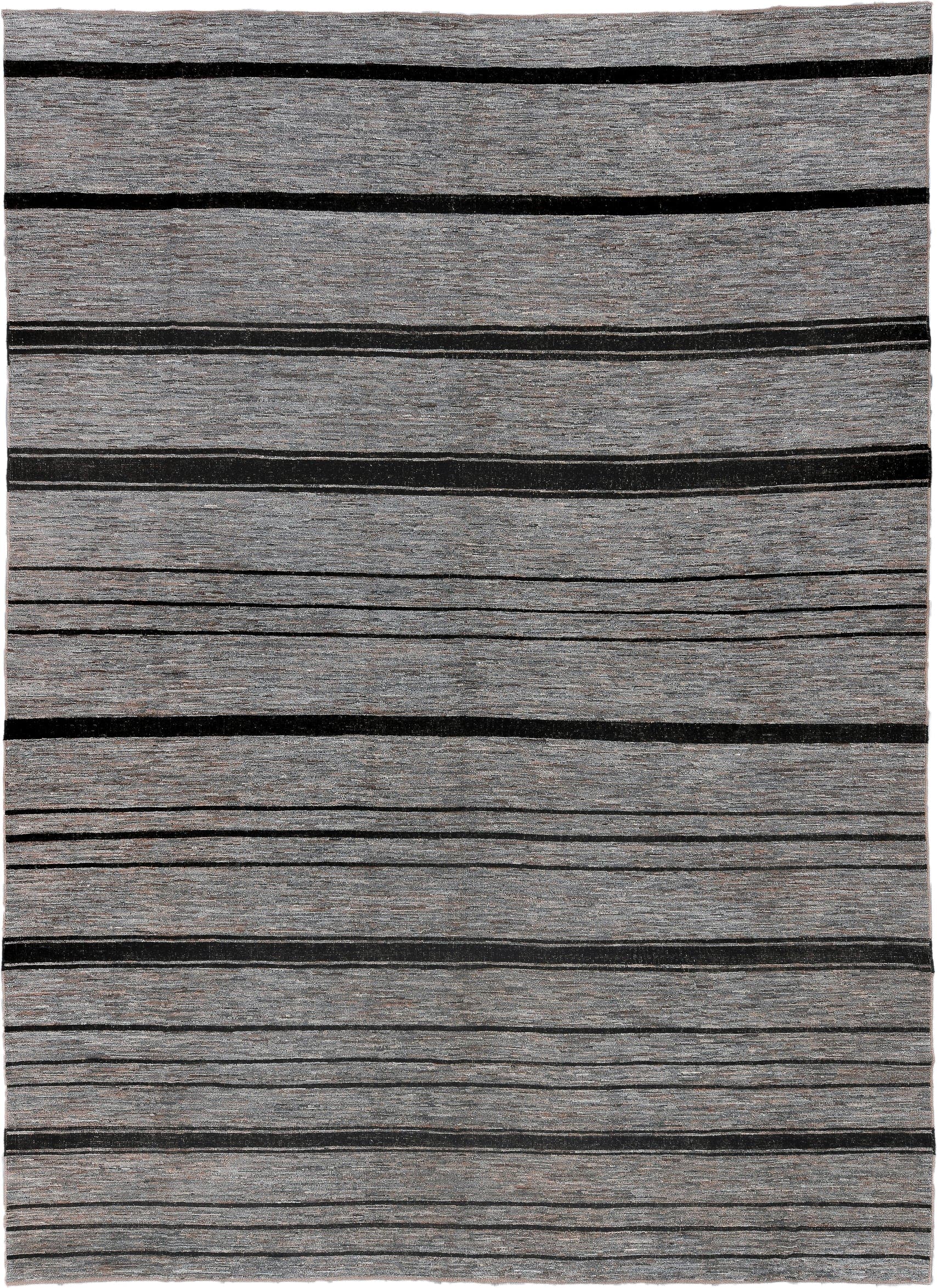 10' x 14' one-of-a-kind handmade vintage Tulu large size rug. Color palette: gray, charcoal, taupe, ivory, black, beige