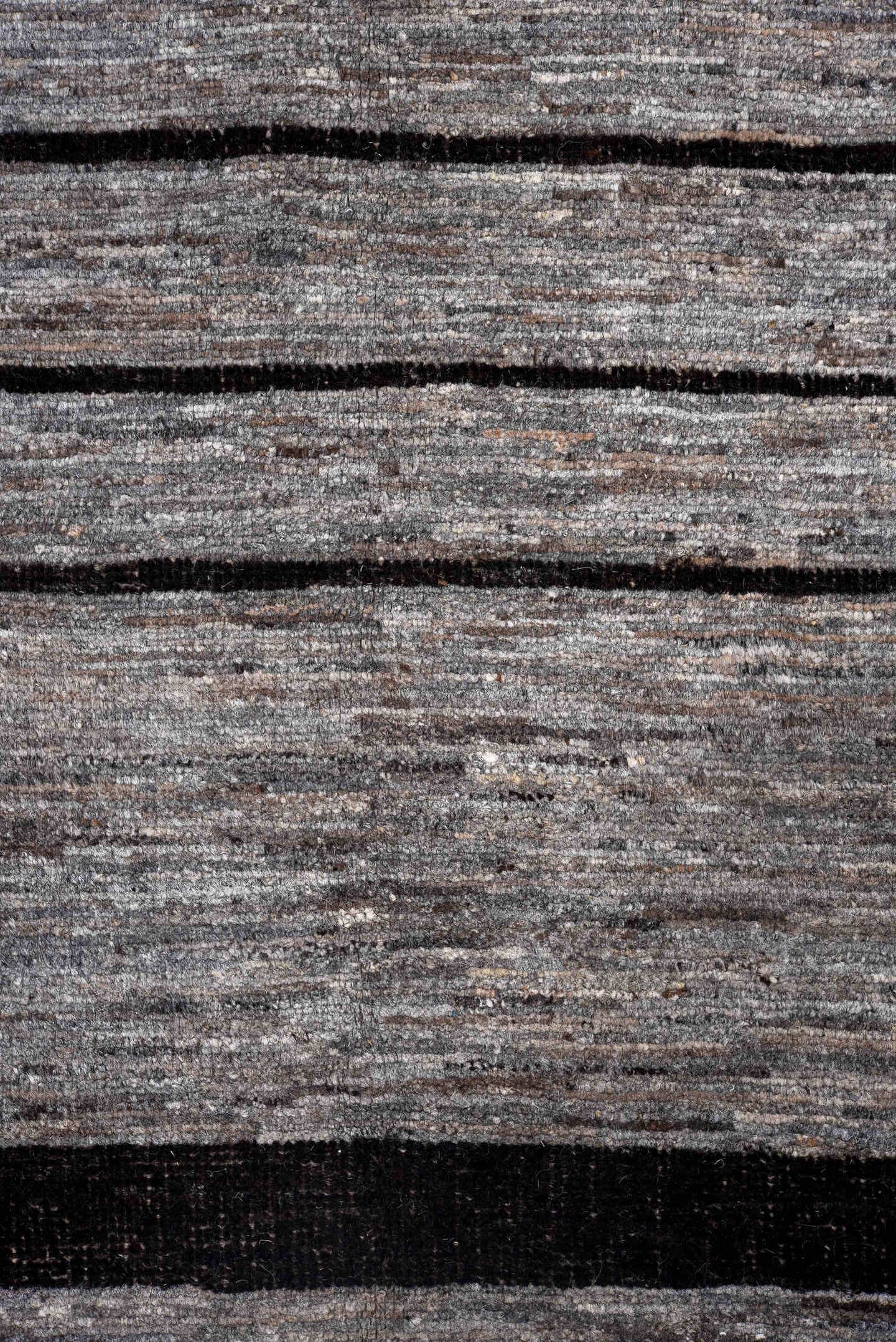 10' x 14' one-of-a-kind handmade vintage Tulu large size rug. Color palette: gray, charcoal, taupe, ivory, black, beige