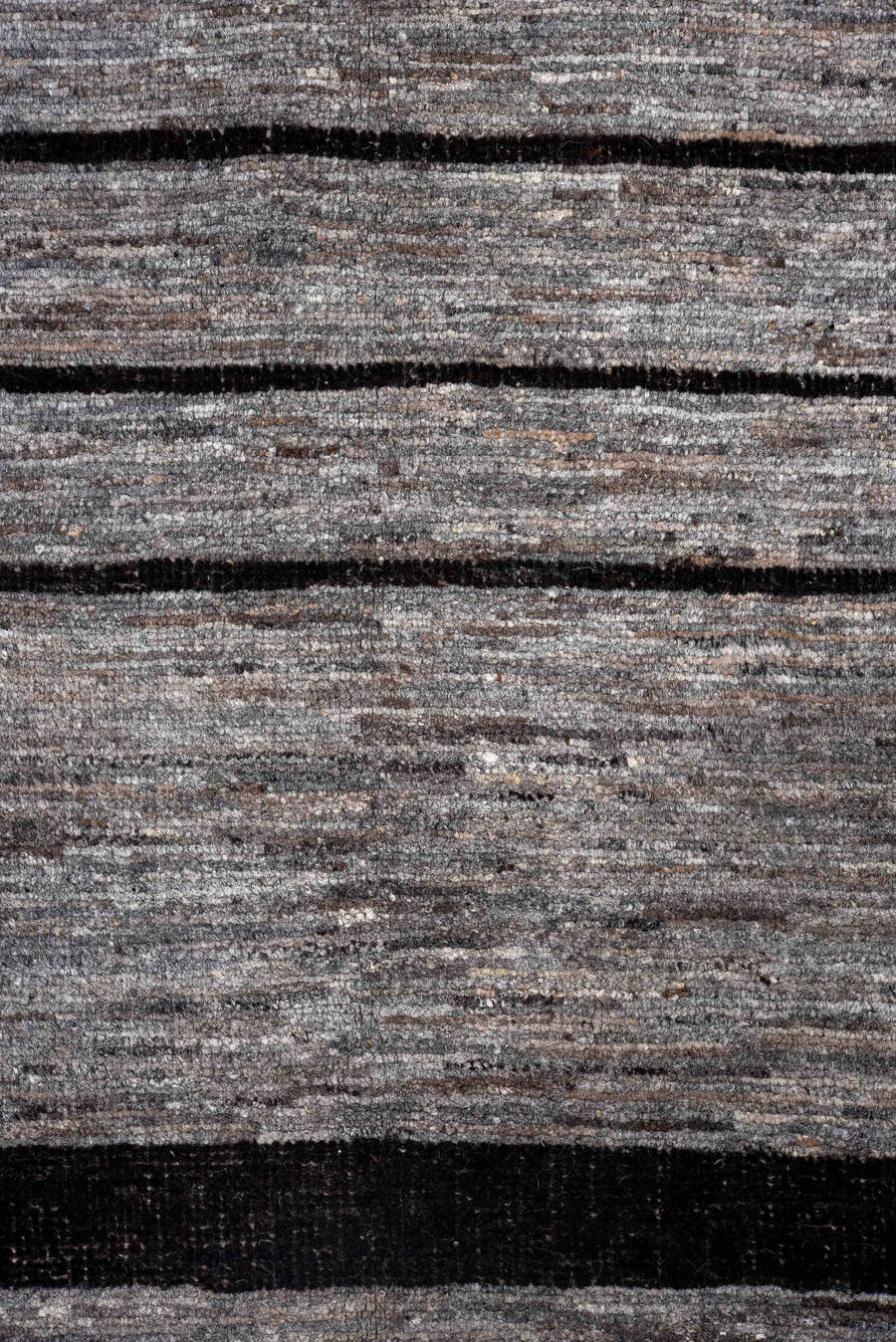 10' x 14' one-of-a-kind handmade vintage Tulu large size rug. Color palette: gray, charcoal, taupe, ivory, black, beige