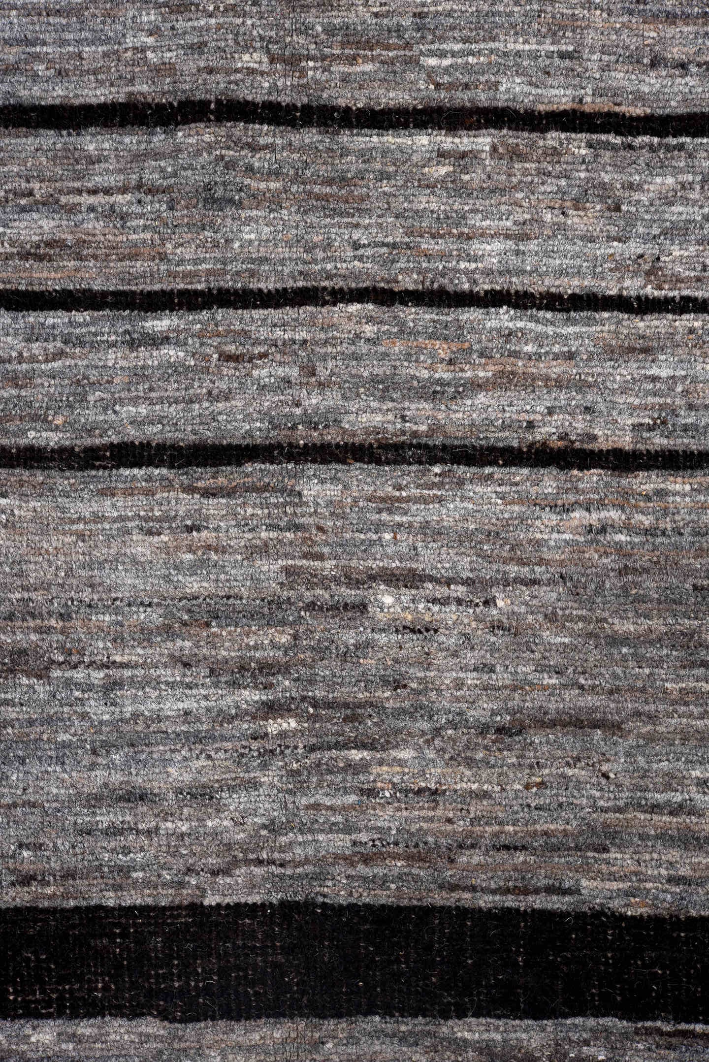 10' x 14' one-of-a-kind handmade vintage Tulu large size rug. Color palette: gray, charcoal, taupe, ivory, black, beige