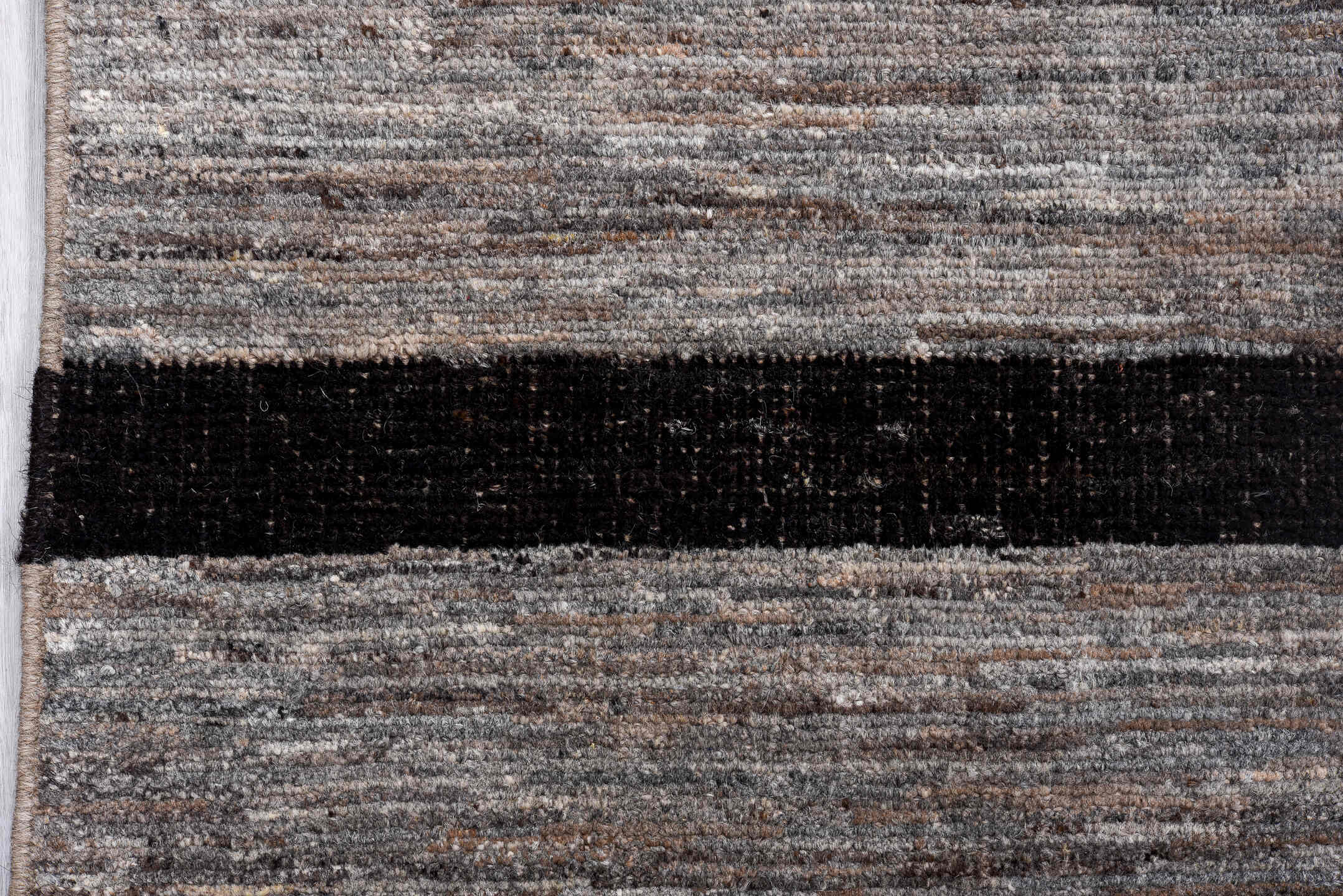 10' x 14' one-of-a-kind handmade vintage Tulu large size rug. Color palette: gray, charcoal, taupe, ivory, black, beige
