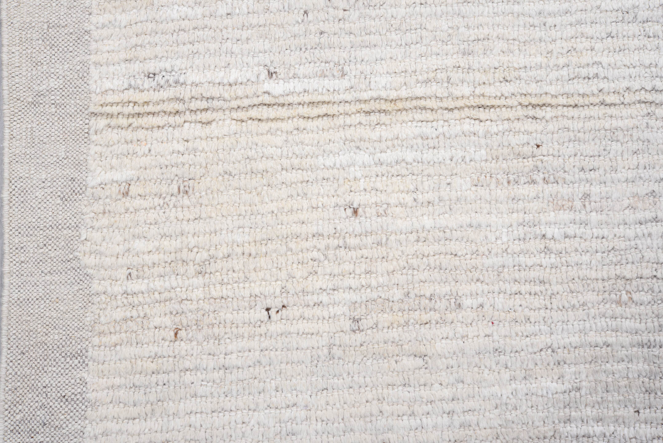 3' x 10' one-of-a-kind handmade vintage Tulu runner rug. Color palette: ivory, light gray, cream, taupe, charcoal, beige