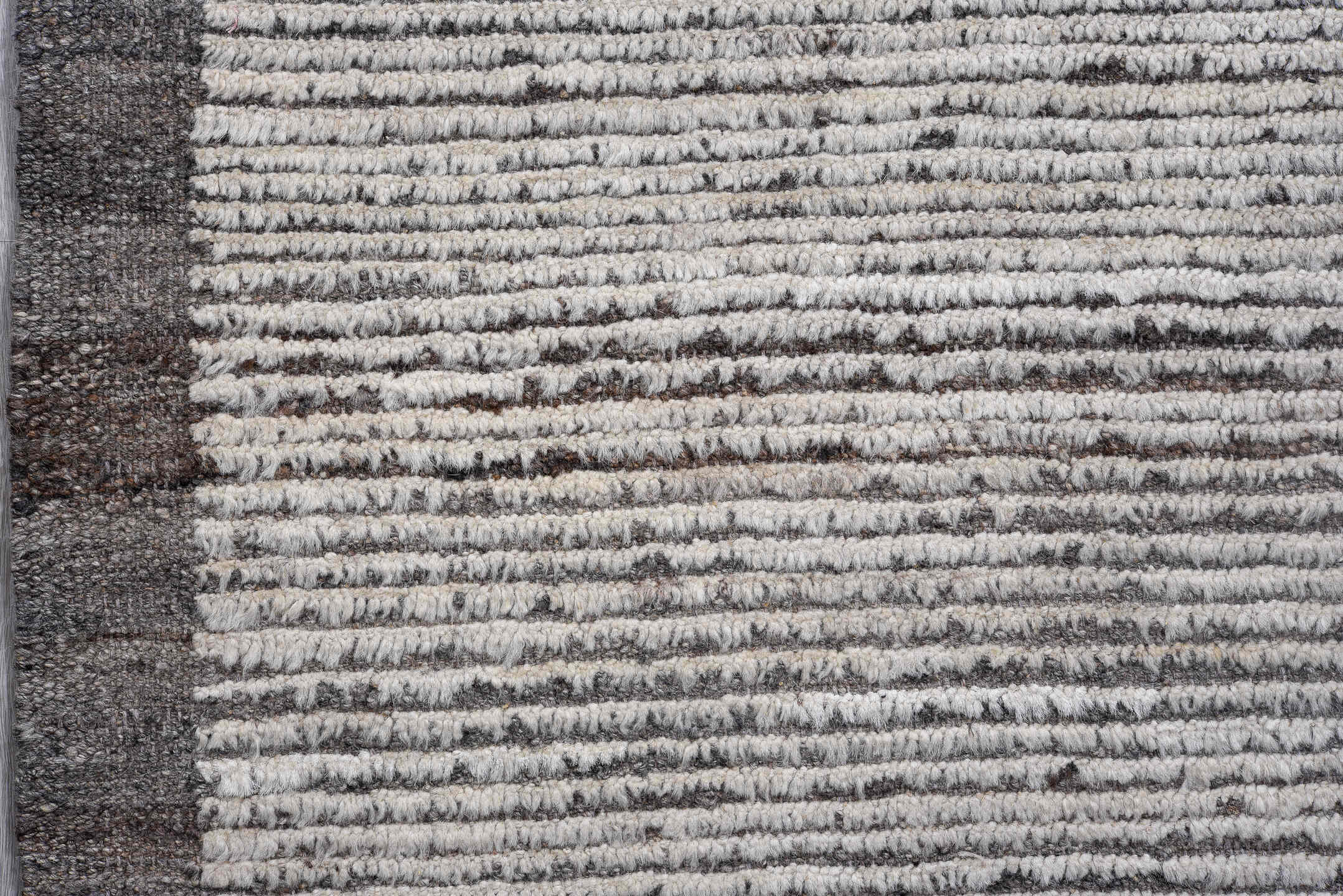 2' x 13' one-of-a-kind handmade vintage Tulu runner rug. Color palette: ivory, gray, charcoal, black